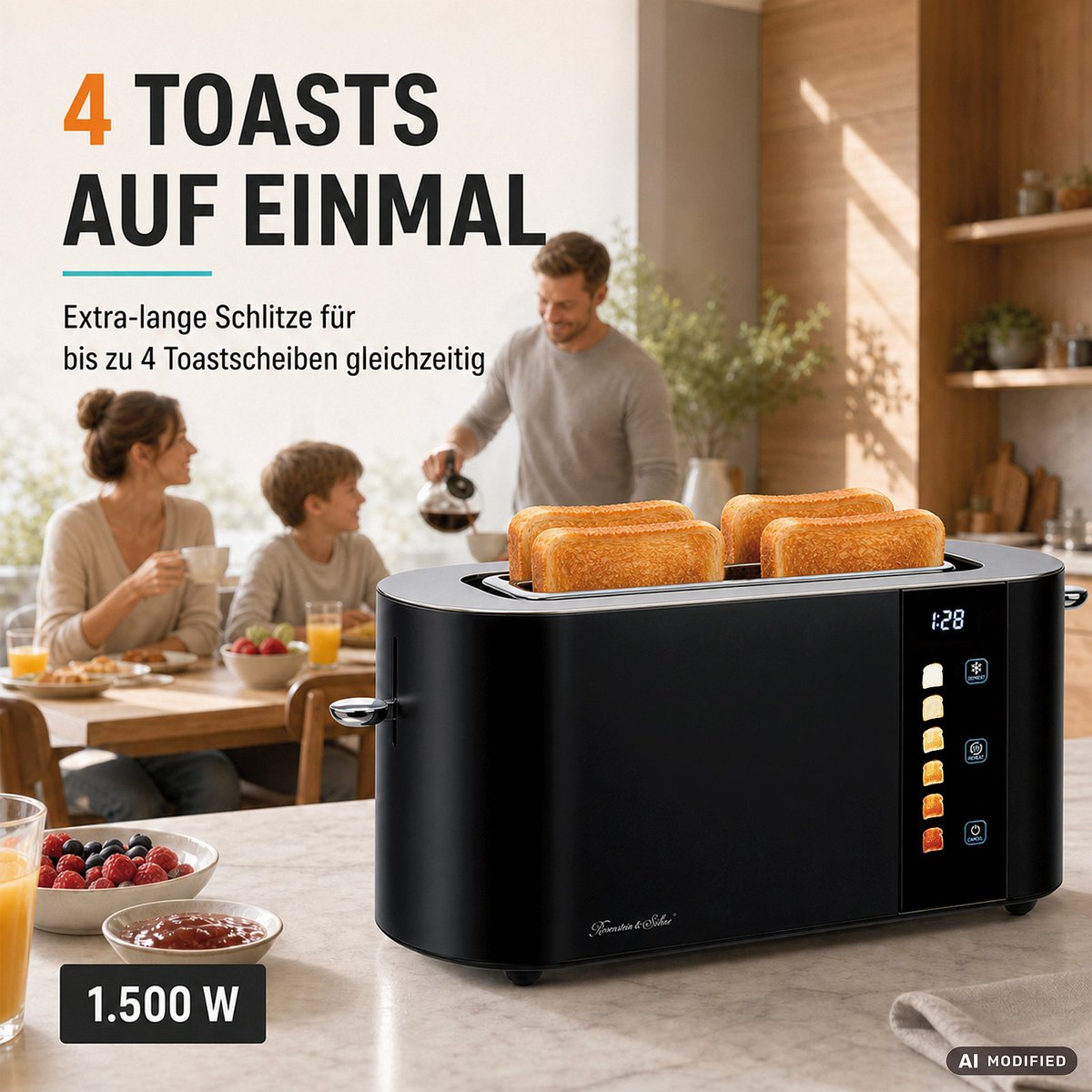 PEARLGmbH's tweet photo. •Extra lange Schlitze zum Toasten von bis zu 4 Scheiben gleichzeitig
•6 Bräunungsstufen einstellbar für knusprige Toasts ganz nach Wunsch
•Touch-Bedienfeld zum Ausschalten, Auftauen, Erwärmen und für die Bräunung
•Display für die Anzeige der
https://t.co/EwcPzjC9mo https://t.co/nPKbfNf8Np