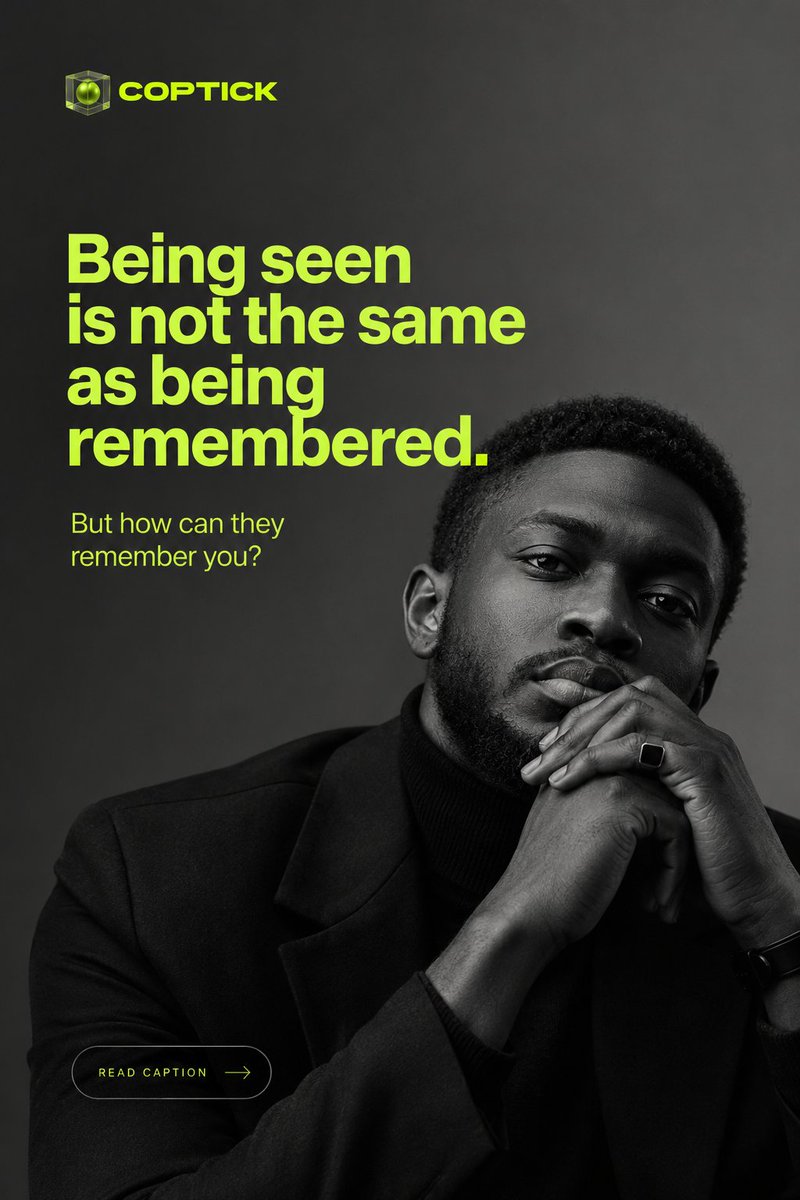 CopTickStudios's tweet photo. Being seen is not the same as being remembered.
Customers don't remember brands because they saw them.
They remember brands because of how they perceived them.

We help brands shape perception so they're remembered, trusted, and considered when it matters. https://t.co/SpCfLc5lnQ