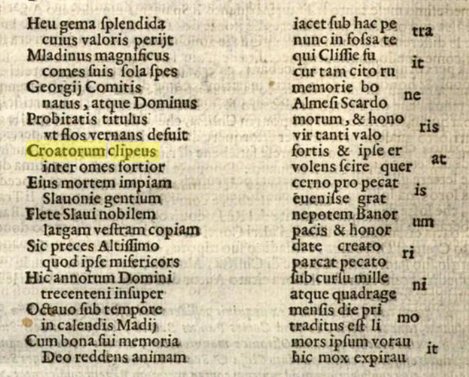 Petar216's tweet photo. Ako spominjemo Hrvoja Vukčića, valja spomenuti i Mladena III. Šubića, pokopanog u trogirskoj katedrali kao „clipeus Croatorum“ - štit Hrvata. U 11. st. Stjepan, „svijetli herceg Hrvata“, shrvan bolešću, zatražio je da ga prenesu u samostan sv. Stjepana na Sustipanu blizu Splita. https://t.co/11aRtx4osB