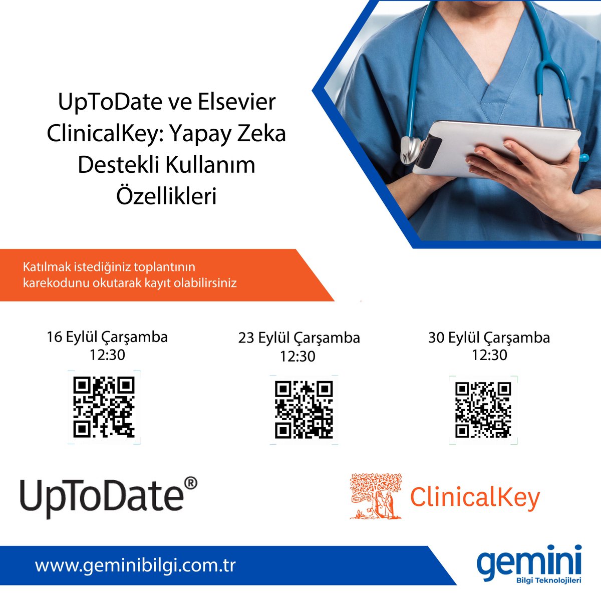 MarmaraLibrary's tweet photo. Online Eğitim Duyurusu- UpToDate &amp; Elsevier ClinicalKey-
📌Kütüphanemizin kurumsal abonelikle erişim sağladığı veri tabanlarımızdan UpToDate &amp; Elsevier ClinicalKey klinik karar destek araçlarına eklenen yapay zeka destekli kullanım özellikleri ile ilgili eğitim düzenlenecektir. https://t.co/rP1Mq5IzyO