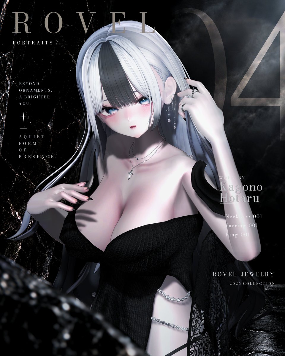 Rovel_Booth's tweet photo. Rovel Jewelry collection 『SILLAGE』

視線を奪うより、余韻を残す。

Model｜Kagono Hotaru
X｜@Kagono_vrc

BEYOND ORNAMENTS.
A BRIGHTER YOU.

#Rovel https://t.co/liugbR8DMF