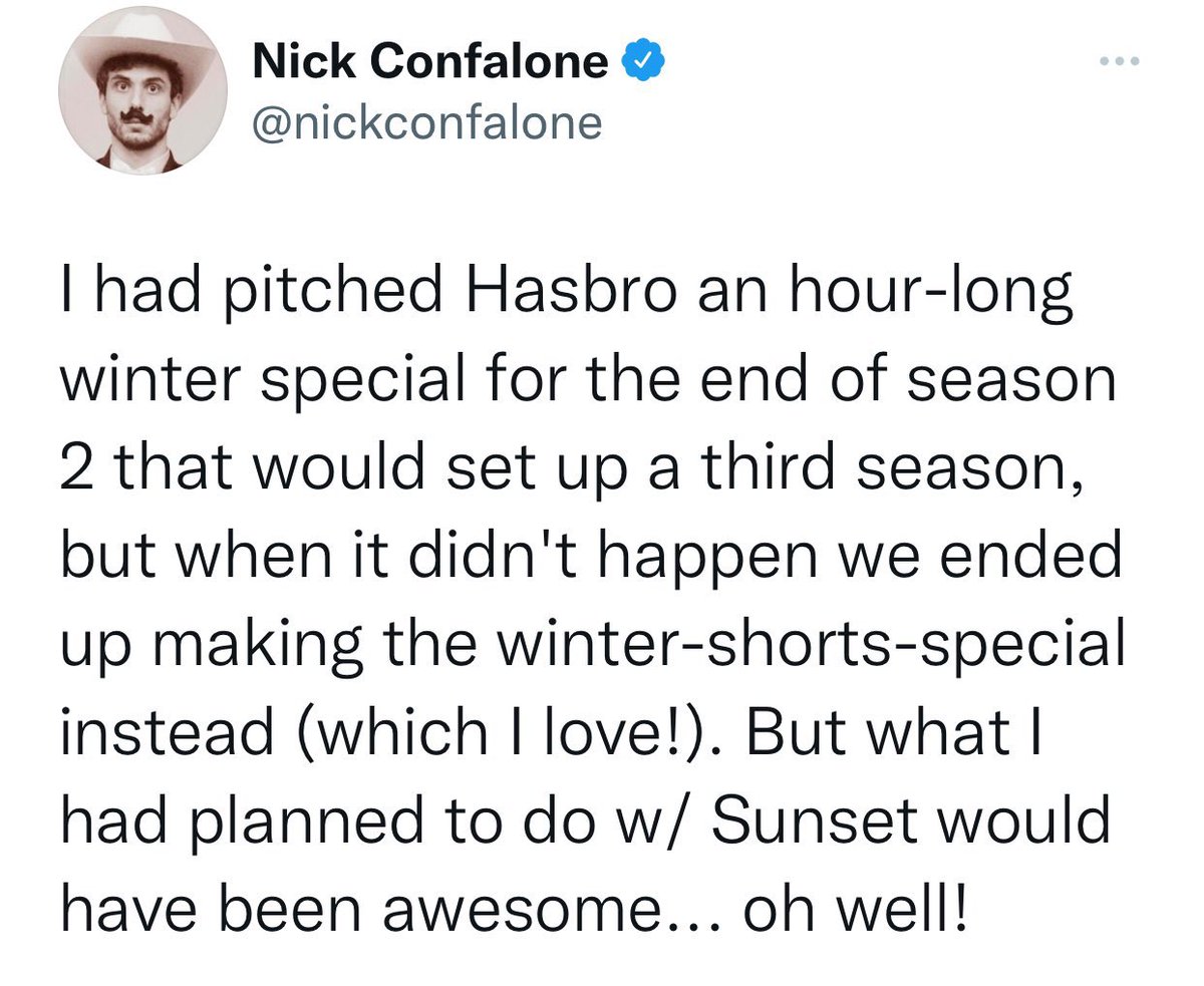 LuigiGamer25's tweet photo. My Little Pony Equestria Girls was supposed to have an offlcial ending.
The Finale was to reveal the human version of Sunset Shimmer according to the writer of the show.
But sadly, it was never made and the mystery was left unanswered.
I really wish we could’ve seen an ending. https://t.co/RsCtiGVeVX
