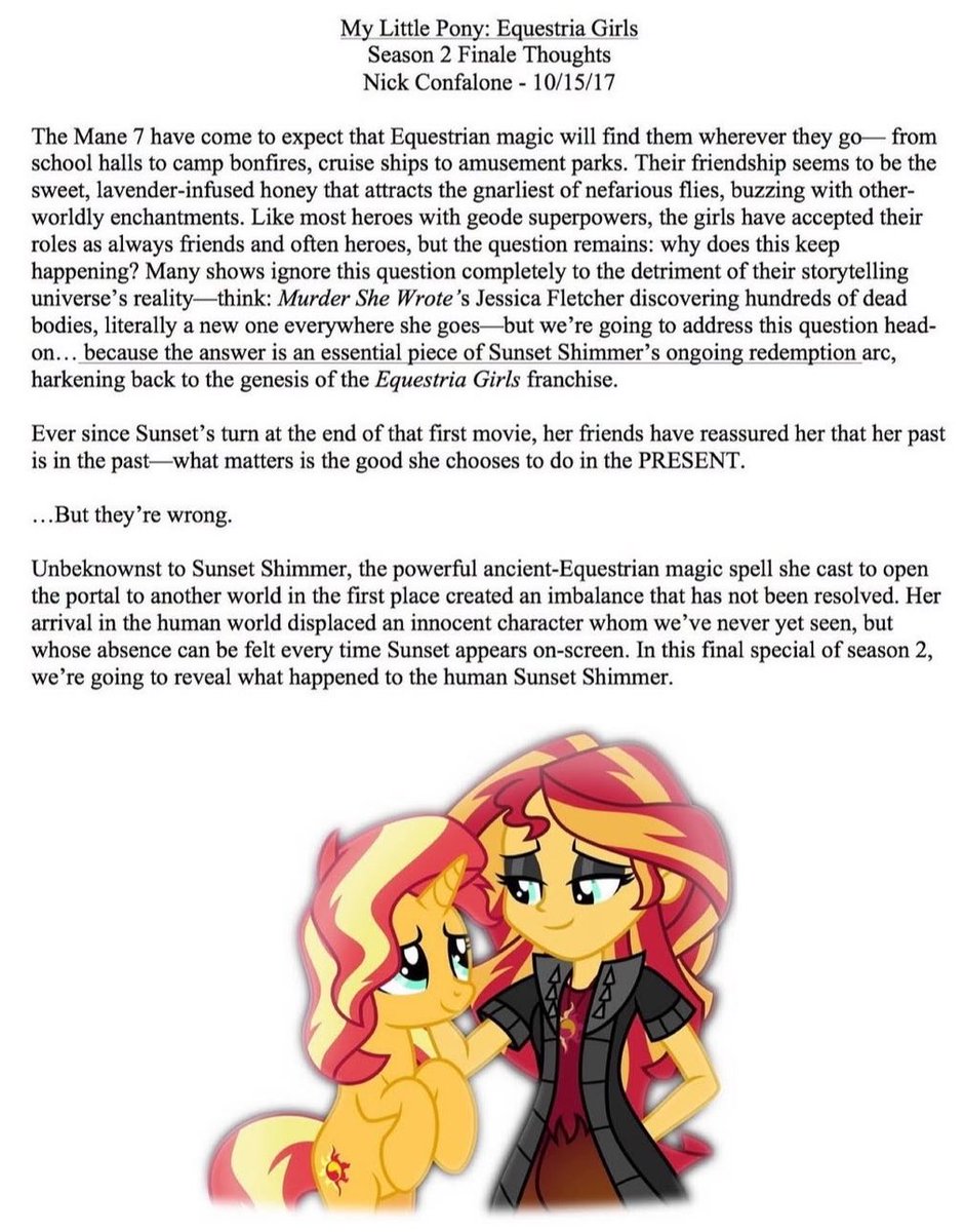 LuigiGamer25's tweet photo. My Little Pony Equestria Girls was supposed to have an offlcial ending.
The Finale was to reveal the human version of Sunset Shimmer according to the writer of the show.
But sadly, it was never made and the mystery was left unanswered.
I really wish we could’ve seen an ending. https://t.co/RsCtiGVeVX