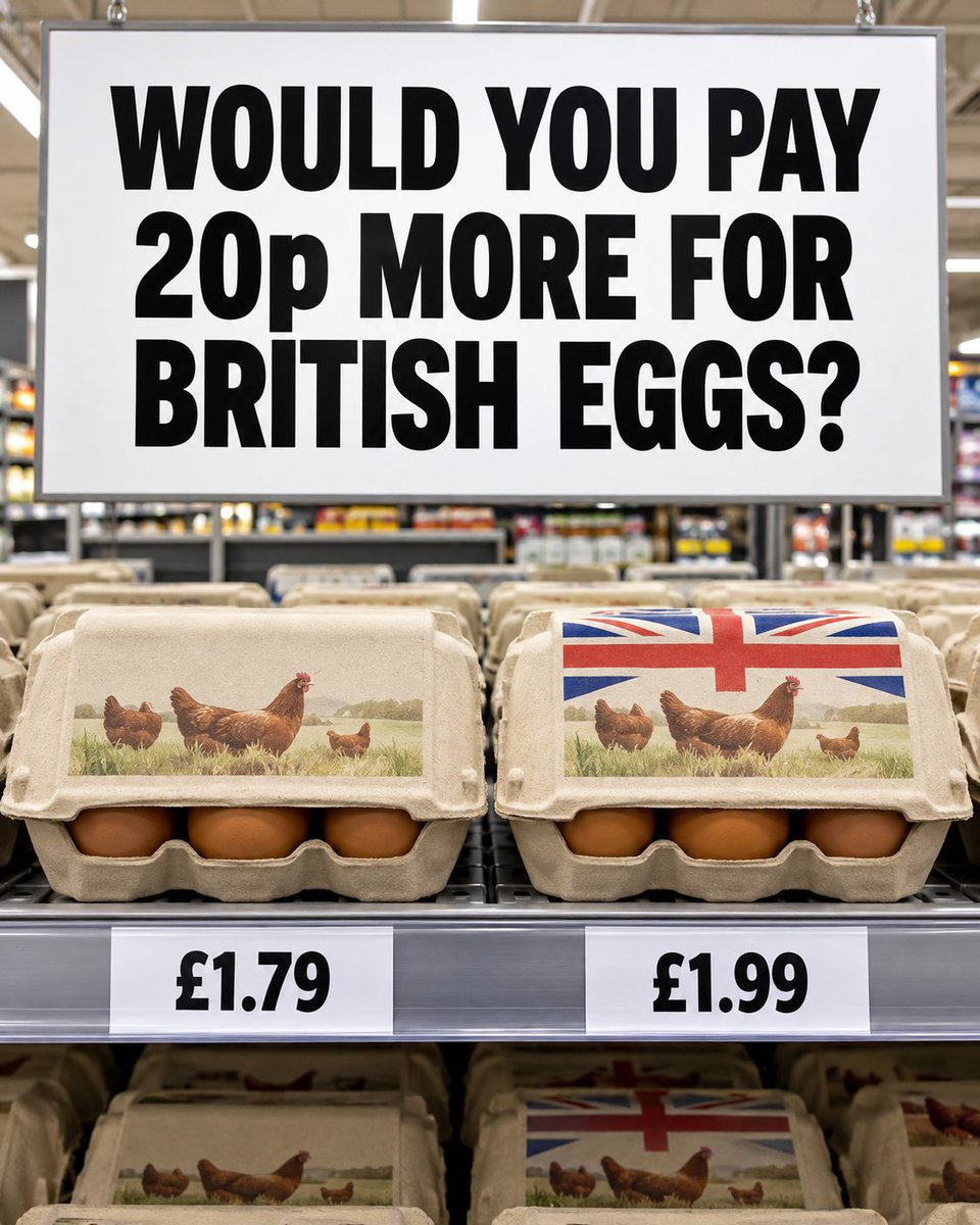 FarmingUK's tweet photo. Absolutely — a few extra pence is worth it to back British farmers 🇬🇧🥚 https://t.co/mooJAqHgN7