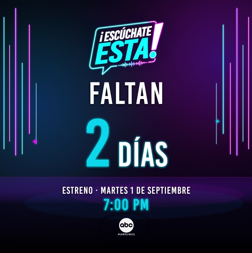 Brigetti1's tweet photo. Photo by ABC Puerto Rico on August 30, 2026. “Listen to this. Only 2 days left. Premiere Tuesday, September at 7:00 PM. https://t.co/ihtnlo9WaQ