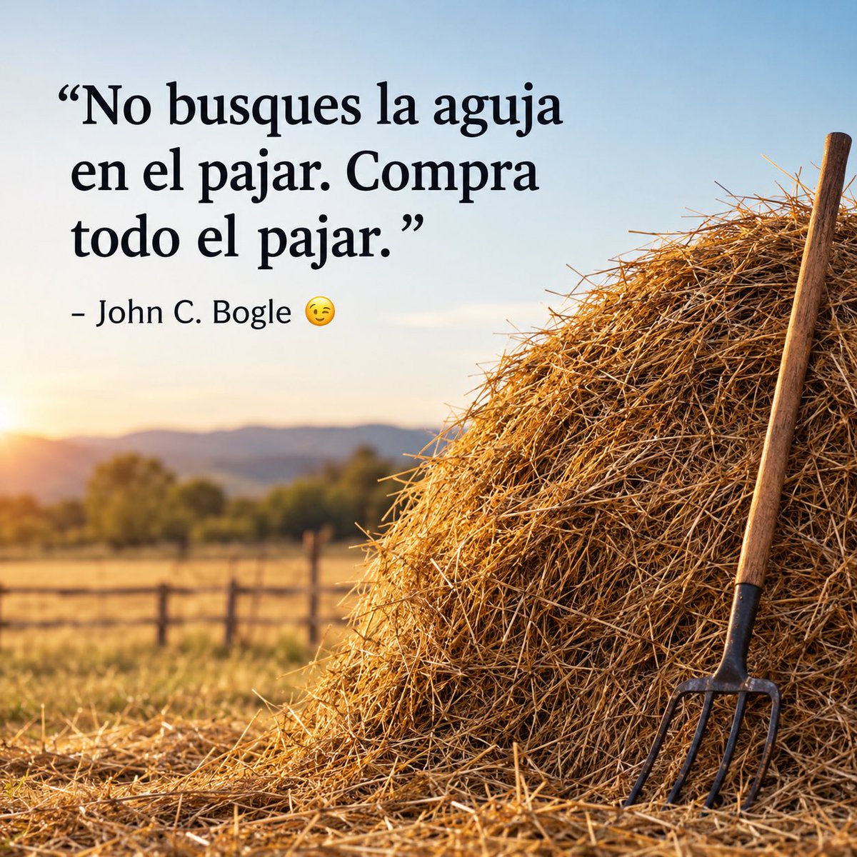Outsiderismo's tweet photo. Ahí lo dejo: 
"No busques la aguja en el pajar. Compra todo el pajar"
- John C. Bogle 😉 https://t.co/8TTm43VWvg