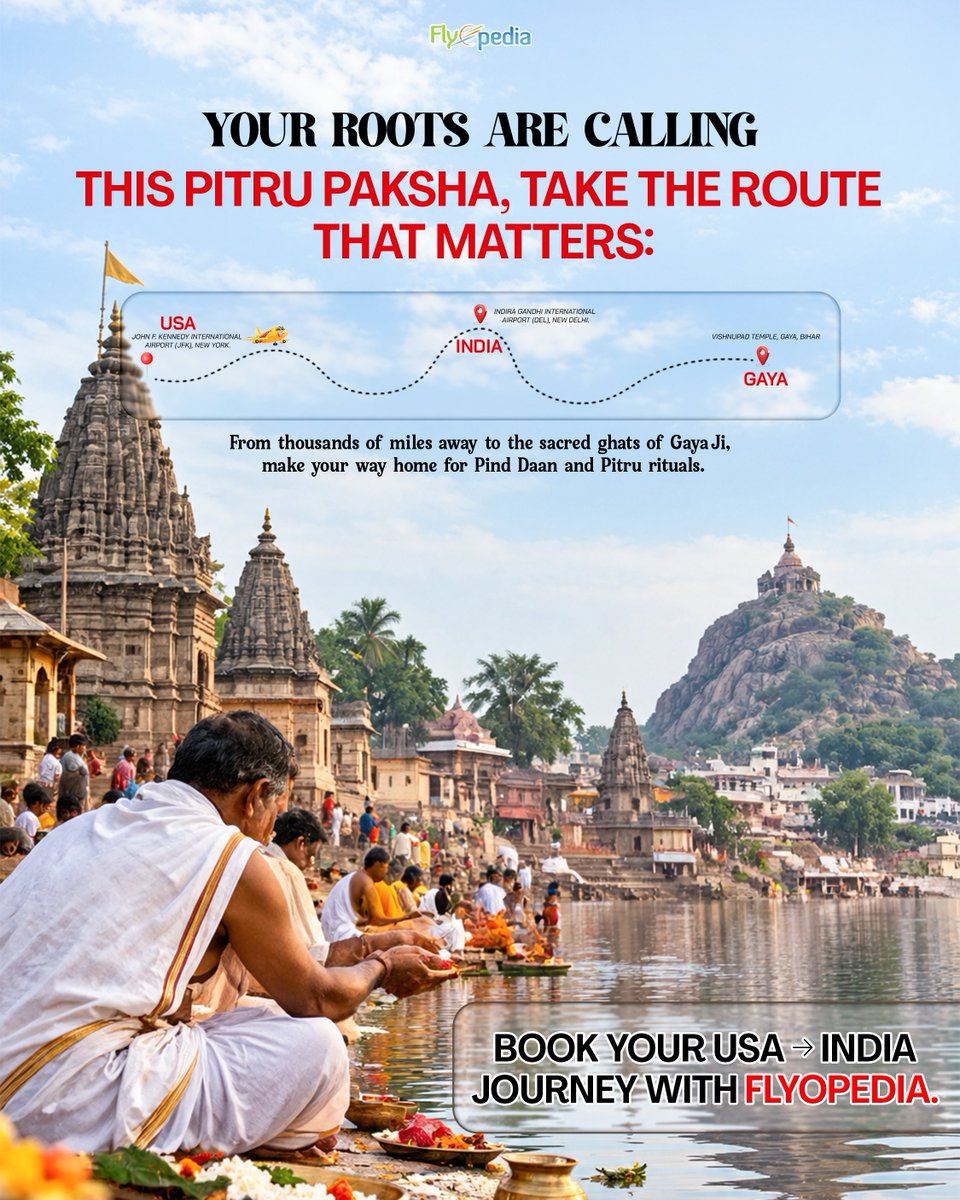 flyopedia's tweet photo. Your roots are calling. ๐โ๏ธ
This Pitru Paksha, journey home to Gaya Ji for Pind Daan & sacred rituals. ๐ฎ๐ณ
USA โ India โ Gaya with Flyopedia.
#Flyopedia #PitruPaksha #GayaJi #USAtoIndia #PindDaan https://t.co/C1aOVeIfQj