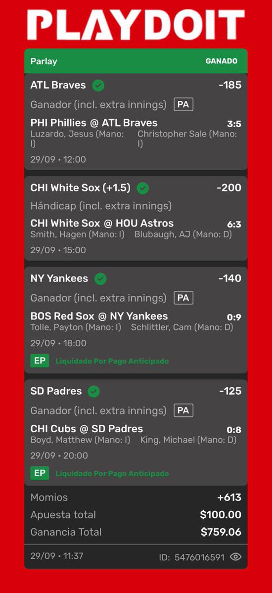 patinopicks's tweet photo. Que ricos parleys cobramos en los Playoffs de la MLB 🚀 https://t.co/plGObHSXdc