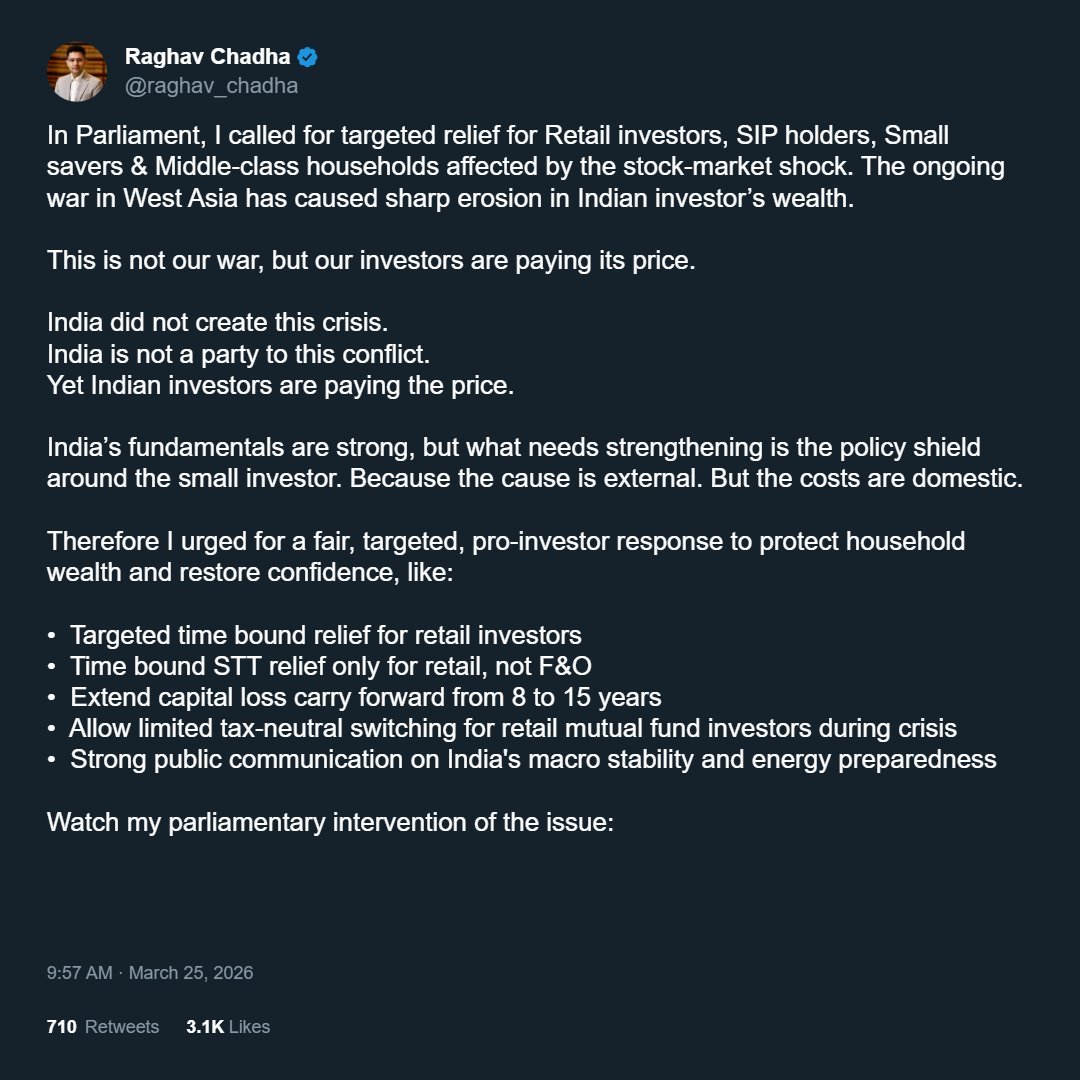 mithun2210's tweet photo. Hi @raghav_chadha ,Have you turned silent  now on this issue? You are a ruling party MP now. Will you raise the issue again on the markets?
#nifty #FII #STT https://t.co/3iz8RWnzfD
