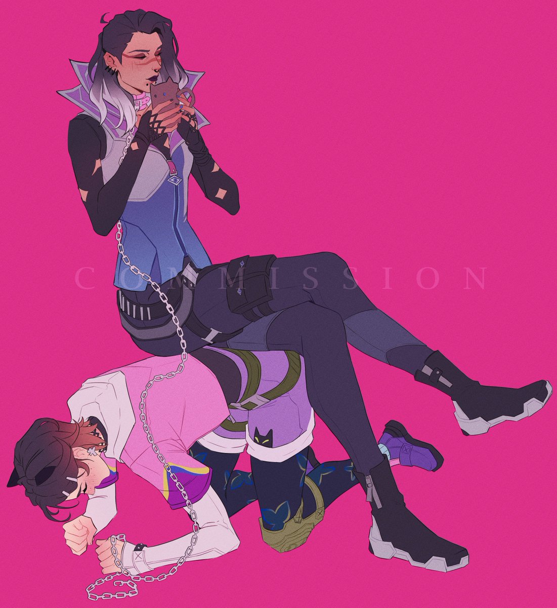 CopNya's tweet photo. Commission for @_Wonder_Wonder_ 
#Fade #Clove #Valorant https://t.co/iEPAWlseT4