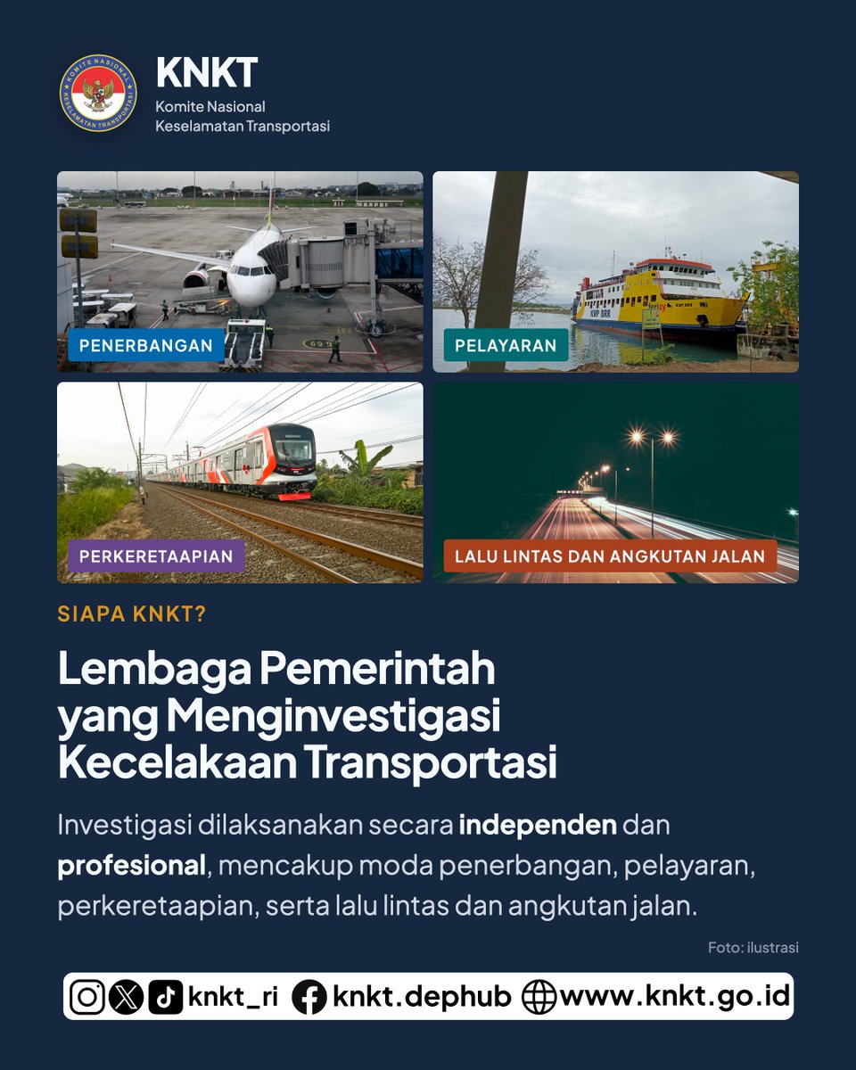 KNKT_RI's tweet photo. KNKT mengedepankan fakta dan pembelajaran untuk meningkatkan keselamatan transportasi. https://t.co/7aG9bL2TSo