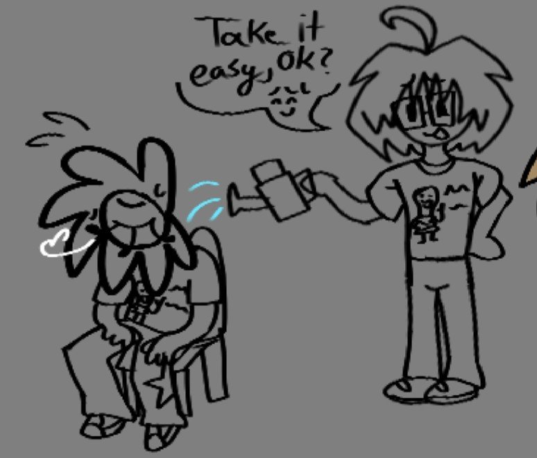 Hypernova42's tweet photo. I headcanon that whenever Flowe is exhausted or overworks themselves that Facty helps them recover by giving them a little water and encourages them to rest 🥹 #faa #factattackadventures #factattackadventuresoc #ocxcanon https://t.co/9XsS3maaVk