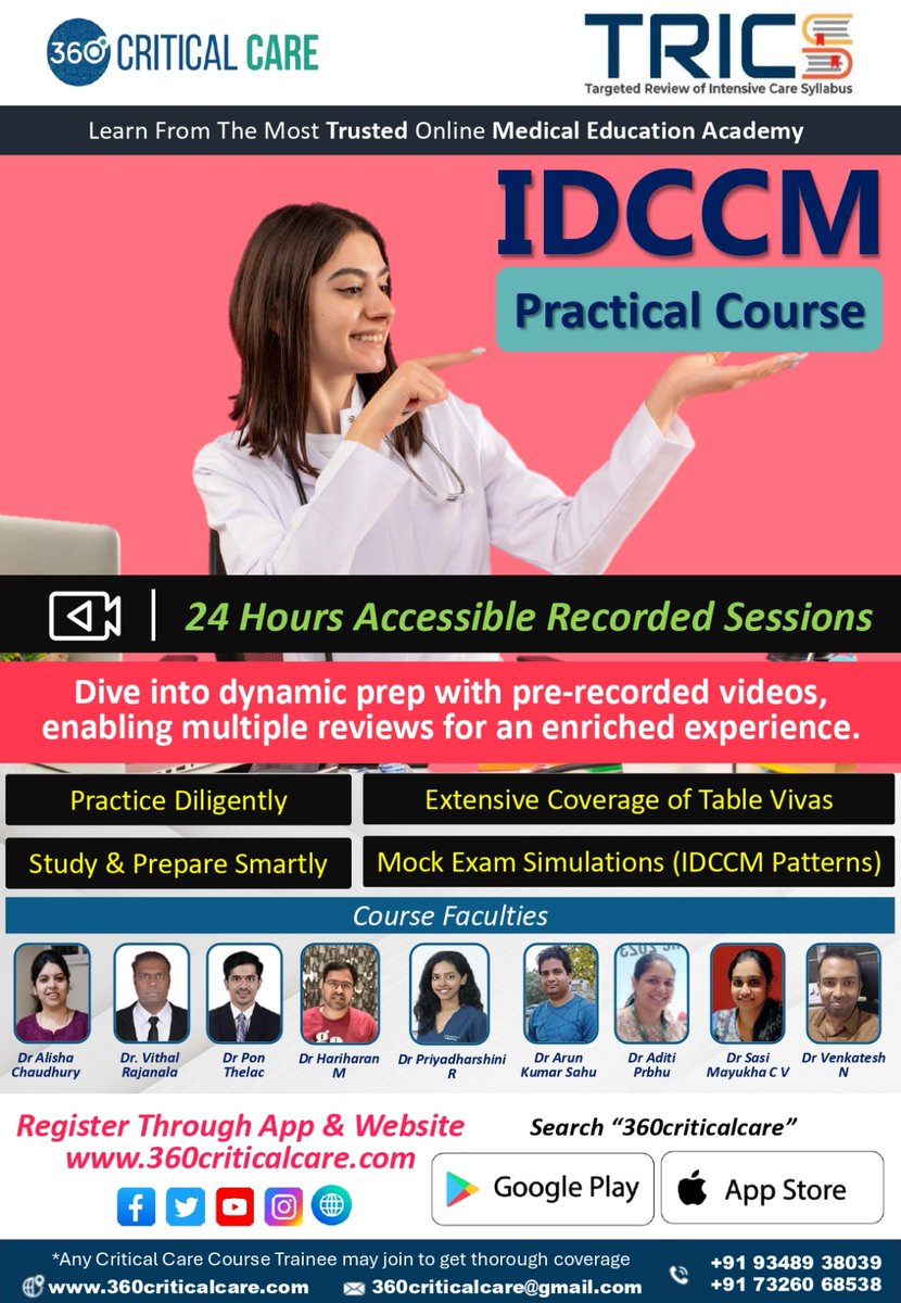 360criticalcare's tweet photo. 🌟 IDCCM Practical Aspirants!
📚 TRICS-IDCCM Practical Course is NOW UNLOCKED!
💰 Fee: ₹12,000 | 🎁 Group Discount Available
🔓 Enroll Now!
🌐 https://t.co/TT05T7sLMB
📱 Android App: https://t.co/kR6AC3xgIy
👉 Join Now! https://t.co/ePWguGLDpH