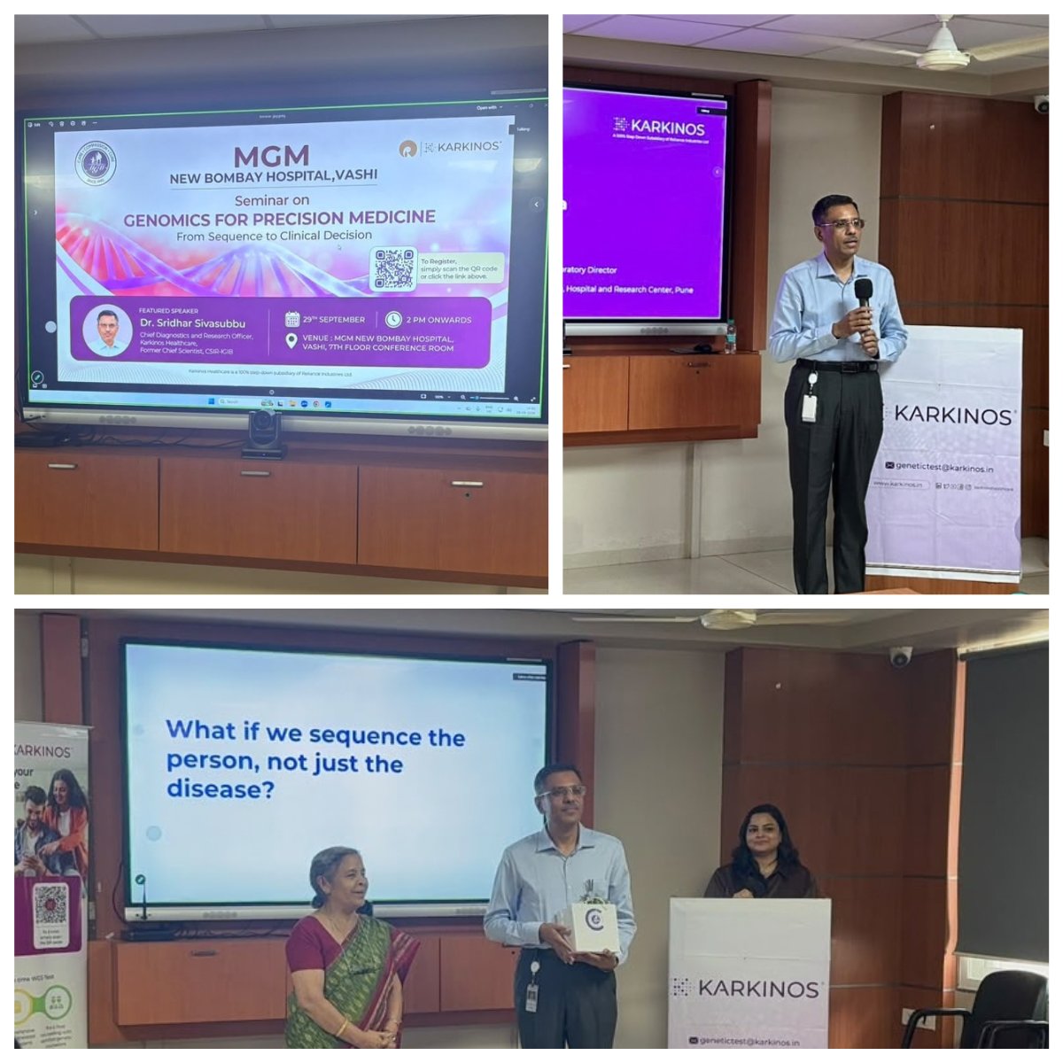 karkinoshealth's tweet photo. Karkinos Healthcare, in collaboration with MGM New Bombay Hospital Vashi, recently hosted a seminar on ��Genomics for Precision Medicine — From Sequence to Clinical Decision.” https://t.co/mossfmJ2Zj