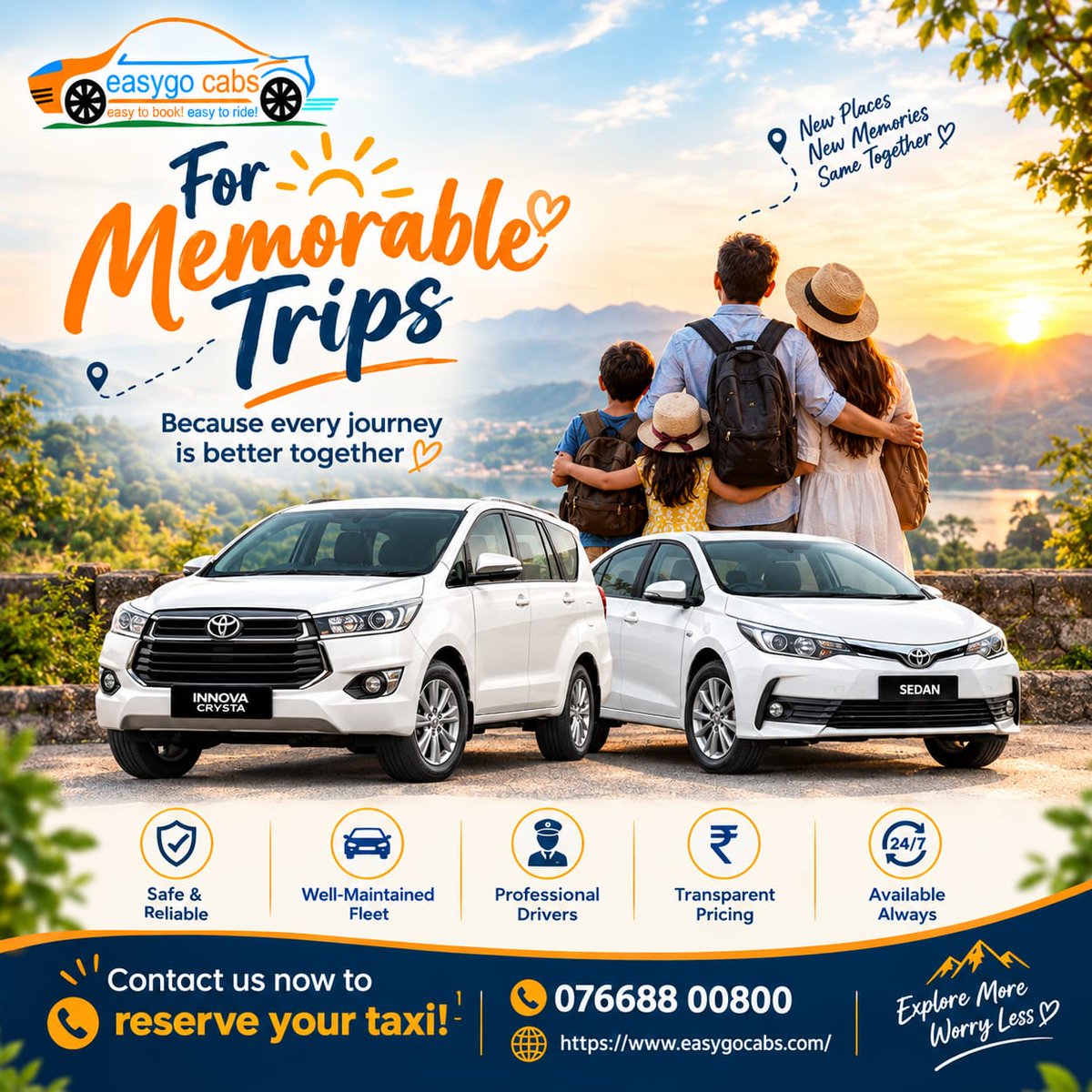 easygocabs's tweet photo. For Memorable Trips 🚕✨
Contact us now to reserve your taxi!
📞 076688 00800
🌐 https://t.co/8oX6cCYeyq

#Easygocabs #TaxiService #TravelAgency #CabService #TaxiServiceInPrayagraj #CabServiceInLucknow #TaxiServiceInVaranasi #OutstationTaxi #AirportTaxi #LocalTaxi https://t.co/PzwAaZp7Rl