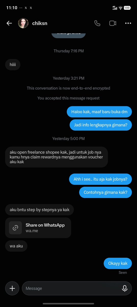 kihyunose_'s tweet photo. ‼️🚧 KRONOLOGISNYA 🚧‼️

Jadi awalnya saya cari freelance di X (twitter) lalu saya reply salah satu akun yang menawarkan freelance Shopee. lalu pelaku dm saya, kata pelaku jobnya hanya hanya claim rewardnya hanya menggunakan voucher pelaku. — https://t.co/oqJrc9X26V