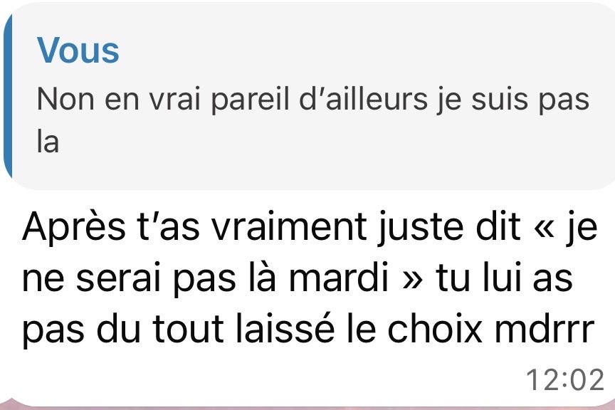 imy_5948's tweet photo. Et d’un côté c’est le genre de personne qui m’embête pas pour les congés et avec qui je rigole bien juste elle est associée à ma contrainte au travail donc 🥲 https://t.co/uo4TV1P4eP