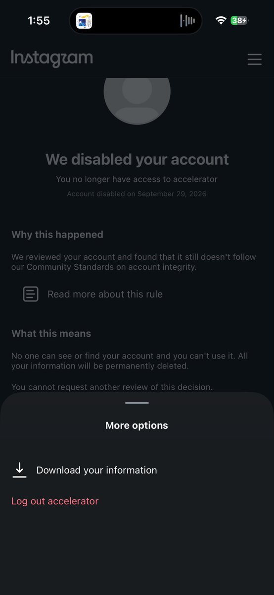 762778's tweet photo. Hi, @instagram i lost my instagram while it was disabled i got it via bug bounty and reported the bug in action, as a reward i wanted to keep my name @accelerator on instagram, the account was banned integrity reason and i appealed and my account is perm sus. https://t.co/BxMqajytvn