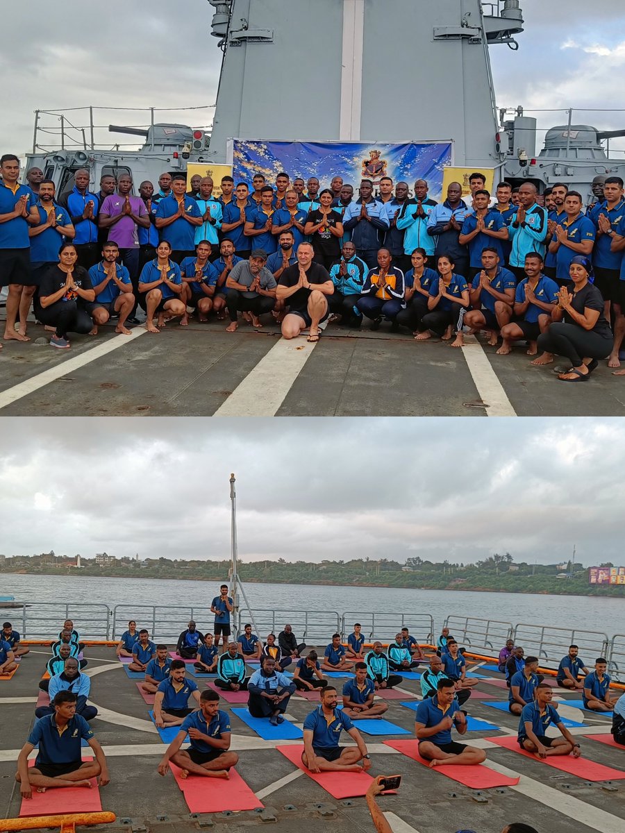 ahcimombasa's tweet photo. As part of #SwachhataHiSeva2026 and Seva Pakhwada (17 September–2 October 2026), an invigorating yoga session was organised by @ahcimombasa onboard #INSTarkash during her port call at Mombasa, Kenya, with enthusiastic participation from members of the ship’s crew, personnel of the Kenya Navy, and the Indian diaspora.
Promoting physical well-being, healthy lifestyle, and shared cultural heritage fostering regional harmony 🇮🇳🤝🇰🇪
#SwachhataHiSeva2026 #SwachhBharat #ViksitBharat #SwachhataMeinSahbhag
#Yogaforwellness
@PMOindia @IndiainKenya @AdarshSwaika1 @IndianNavy @moayush @MEAIndia @IndianDiplomacy @pibindia @iccr_hq @MoHUA_India