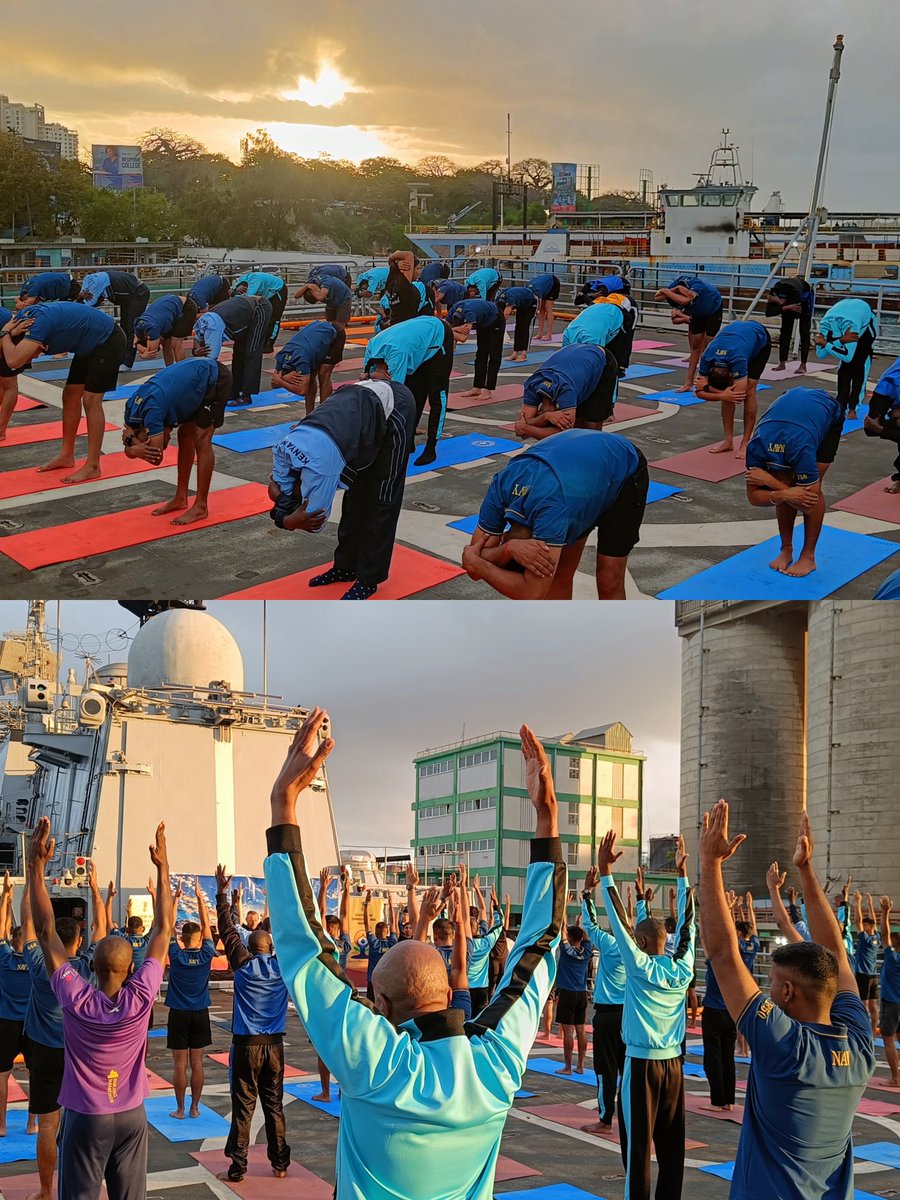ahcimombasa's tweet photo. As part of #SwachhataHiSeva2026 and Seva Pakhwada (17 September–2 October 2026), an invigorating yoga session was organised by @ahcimombasa onboard #INSTarkash during her port call at Mombasa, Kenya, with enthusiastic participation from members of the ship’s crew, personnel of the Kenya Navy, and the Indian diaspora.
Promoting physical well-being, healthy lifestyle, and shared cultural heritage fostering regional harmony 🇮🇳🤝🇰🇪
#SwachhataHiSeva2026 #SwachhBharat #ViksitBharat #SwachhataMeinSahbhag
#Yogaforwellness
@PMOindia @IndiainKenya @AdarshSwaika1 @IndianNavy @moayush @MEAIndia @IndianDiplomacy @pibindia @iccr_hq @MoHUA_India