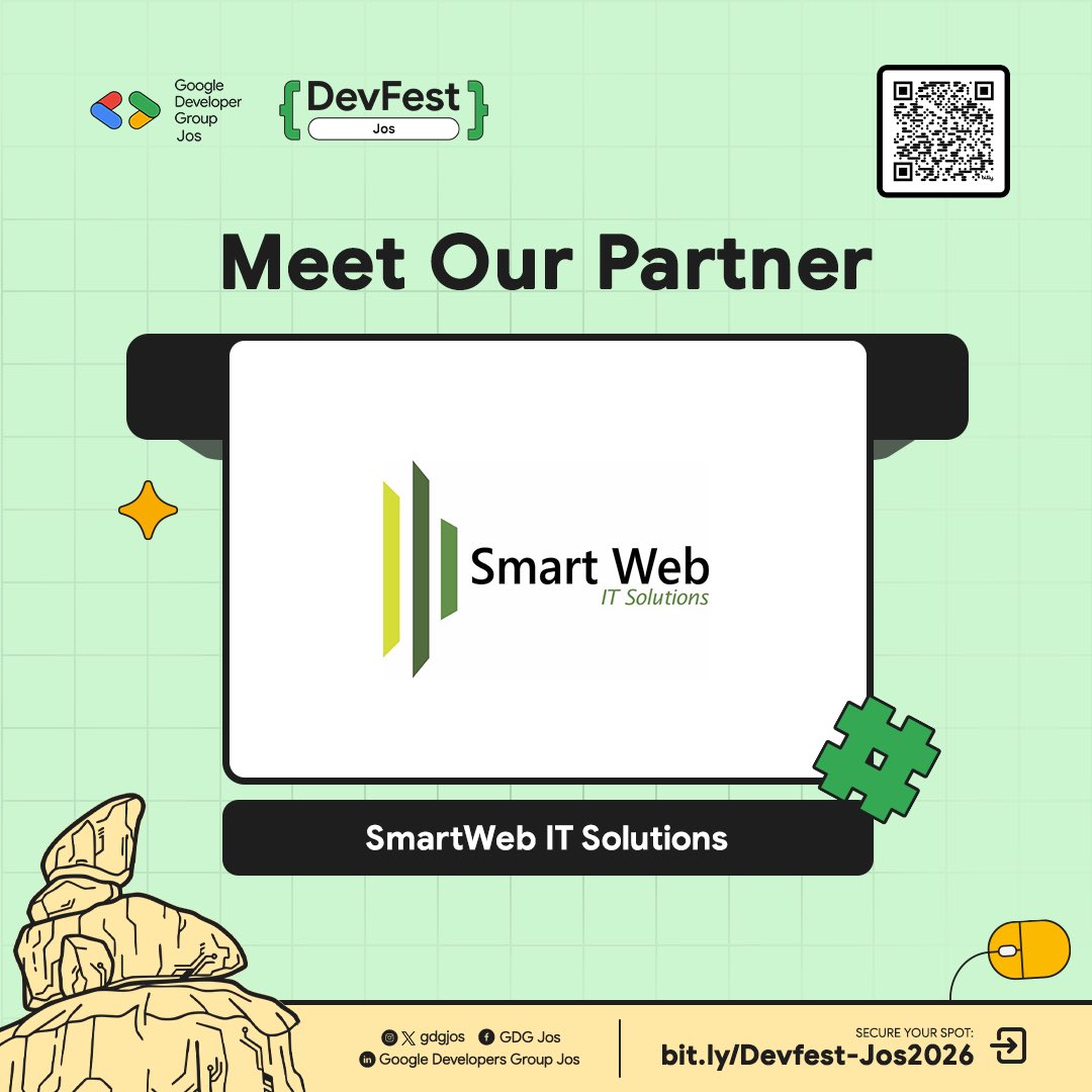 gdgjos2's tweet photo. We are happy to announce our partners for the Devfest26.

Theme: Build, Secure, Scale: Developers and Builders in the Agentic Era.

#DevFestJos #TechExhibitors #JosTechEcosystem #InnovationHub #GoogleDeveloperGroup https://t.co/CLGF4nZDC4
