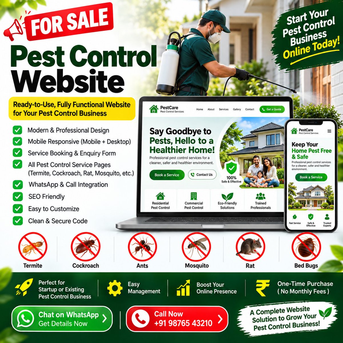 analgore63's tweet photo. 🚀 Pest Control Website for Sale!
•Modern • Responsive • WhatsApp + Call • Booking
💰 One-time purchase | 📩 DM for Demo & Price
#PestControl #WebsiteForSale #WebDevelopment
#PestControl #WebsiteForSale #BusinessWebsite #WebDevelopment #StartupIndia https://t.co/c4W9Q4PukJ