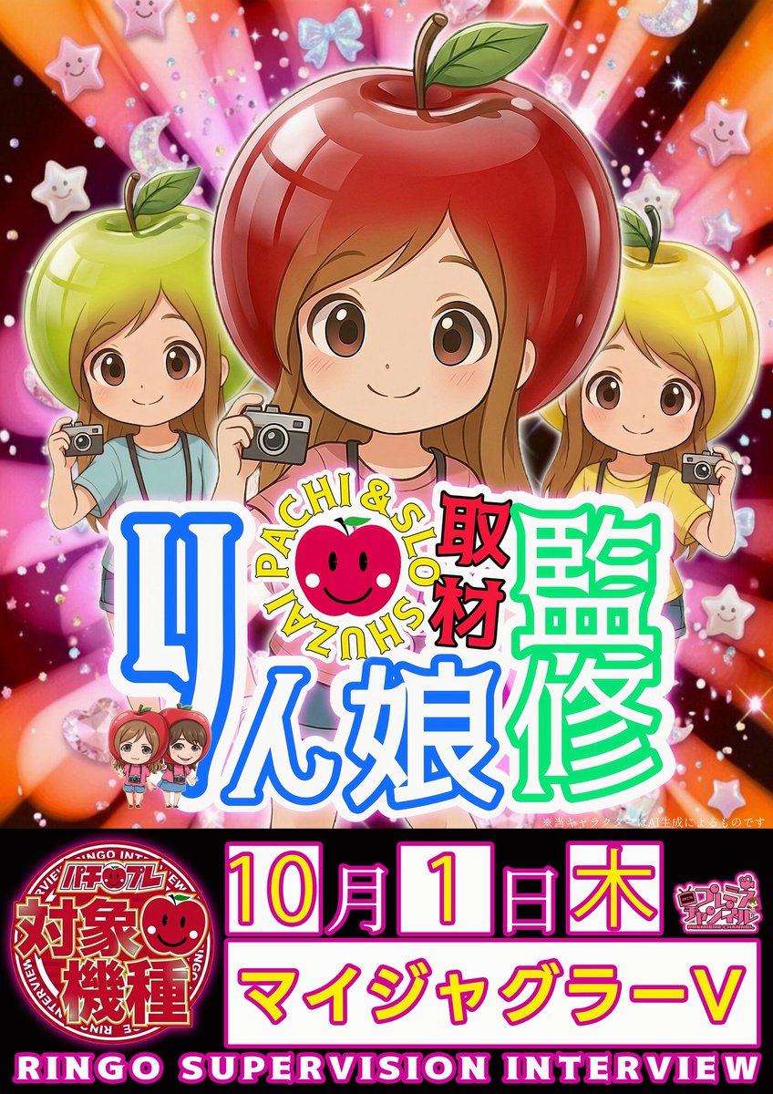 yuko_sinyasiki's tweet photo. こんばんは🌃
ユーコーラッキー新屋敷です‼️

　　🔥明日1⃣日（木）🔥
　   🍎りん娘監修取材🍎
　  ✨１０時ＯＰＥＮ ✨

皆様のご来店お待ちしております🐼

＃りん娘監修取材
＃ユーコーラッキー新屋敷 https://t.co/0566hrfua5