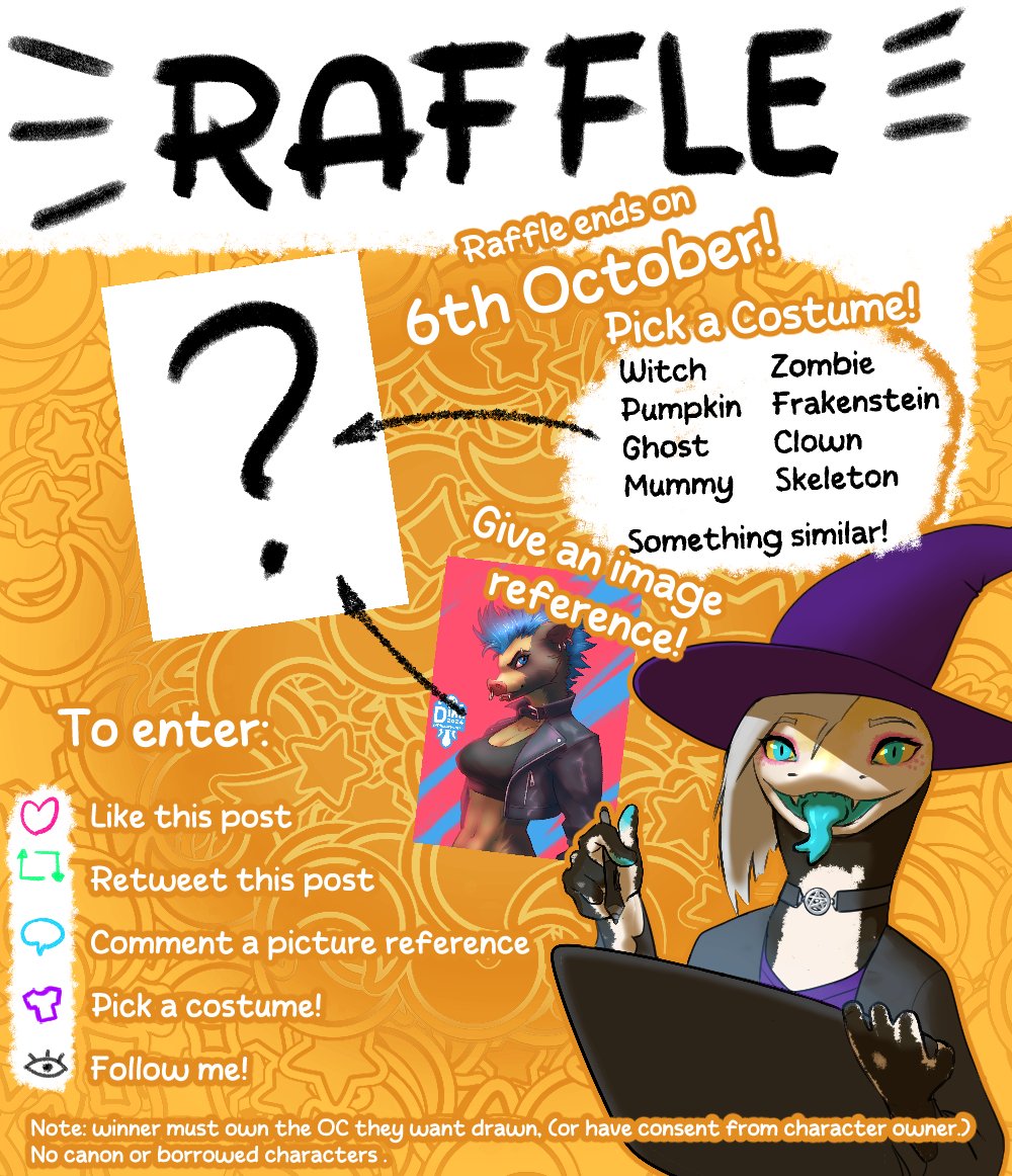 DinkArtworks's tweet photo. Let's do one of these again c: been a while

Winner will get to choose whether the pic is SFW/NSFW/Spookyscary c: 

To enter like, repost, comment a reference image, and mention your preferred costume c: https://t.co/mSodIL8Hgm