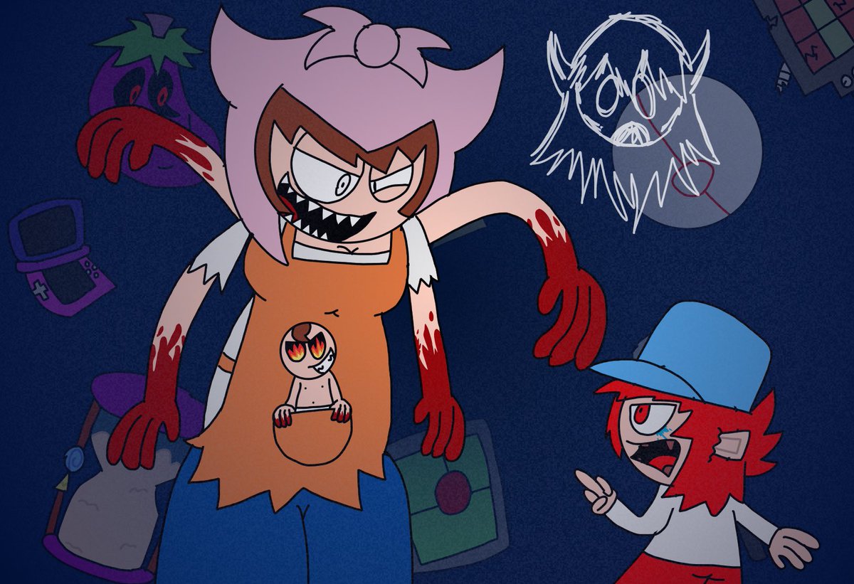 calledrokket's tweet photo. This reminds me, I’ve been working on my own take on “Meaner” Mama, based on an image I made back in 2020, and had an older variant that was just “Ultra M, but Cooking Mama”

This new one is canon, that old one is the “FNF” variant that’s “loosely” based on her. https://t.co/SAaQdhj8pi