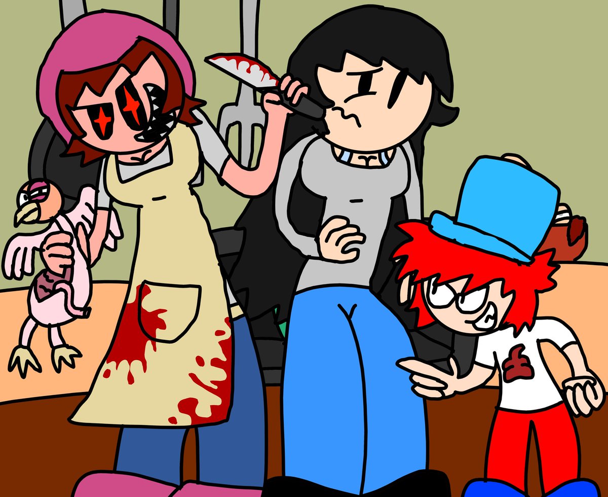 calledrokket's tweet photo. This reminds me, I’ve been working on my own take on “Meaner” Mama, based on an image I made back in 2020, and had an older variant that was just “Ultra M, but Cooking Mama”

This new one is canon, that old one is the “FNF” variant that’s “loosely” based on her. https://t.co/SAaQdhj8pi