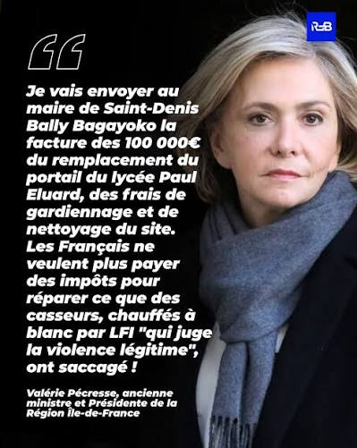LouFrance75's tweet photo. 🚨Valérie Pecresse va envoyer la facture des dégradations des établissements scolaires publics à Bagayoko.
Si vous êtes d'accord faites suivre 
@vpecresse 🚨 https://t.co/GvwMSAWIeJ