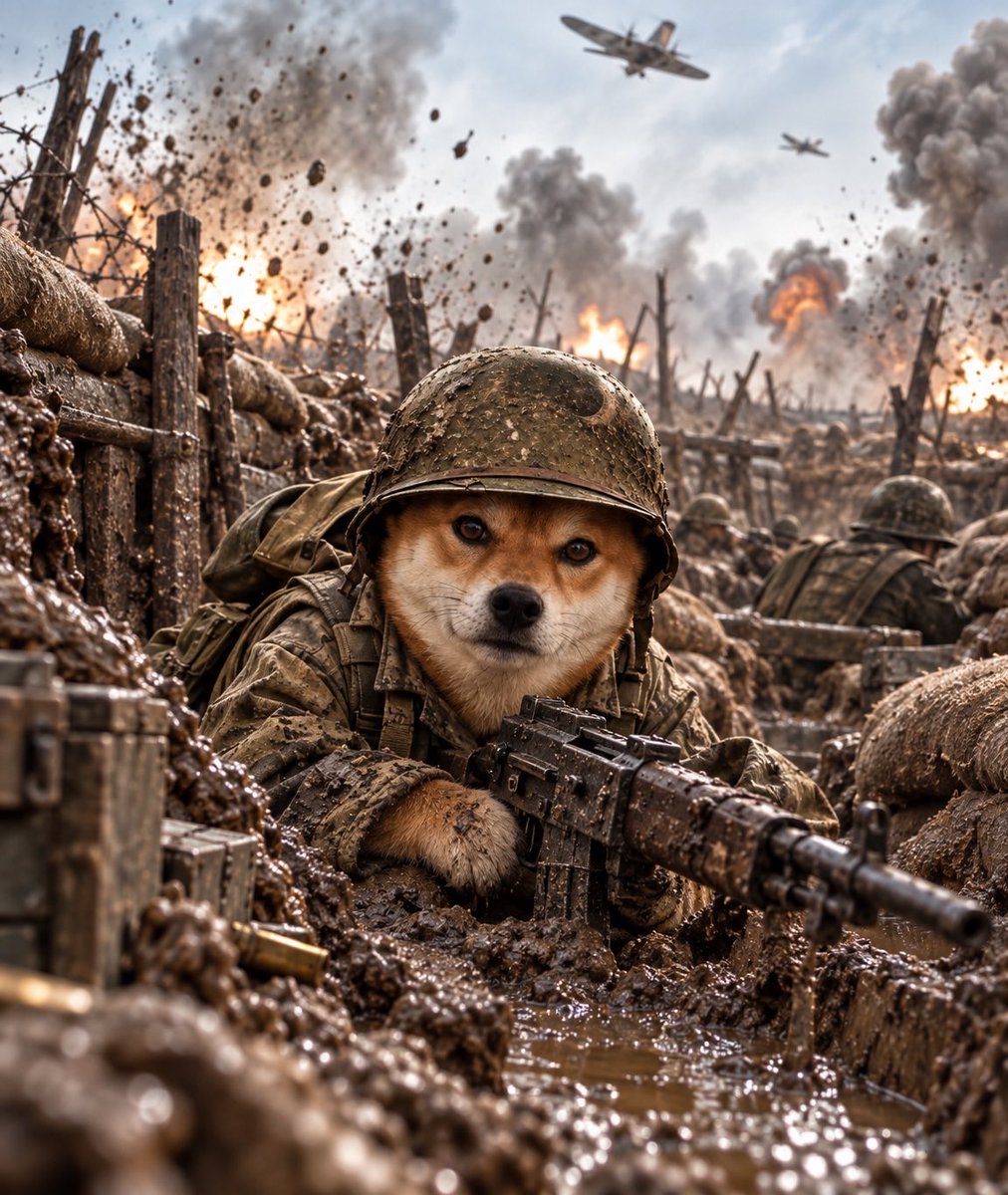 SoldierInu's tweet photo. Soldier Inu NEVER quits. 

The trenches are ours. https://t.co/Wvg5dMp9tL
