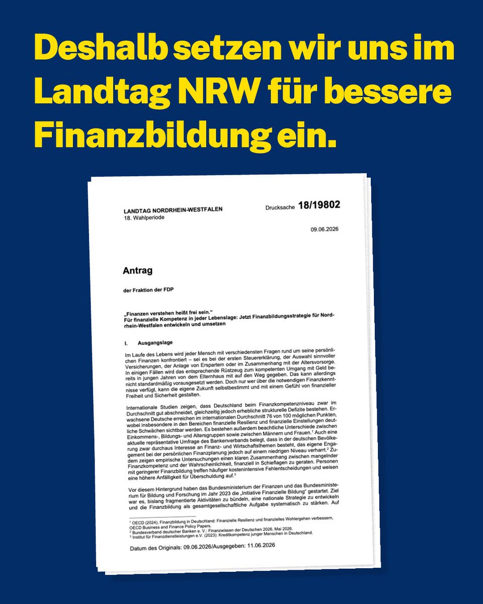 FDPFraktionNRW's tweet photo. Wir können es nicht oft genug sagen. Also haben wir’s einfach oft genug hingeschrieben. 👀

Über Geld reden ist gut. Geld verstehen noch besser. Deshalb wollen wir Finanzwissen in NRW stärken – von Steuern und Versicherungen bis zum Sparen und Investieren.

Finanzwissen schafft mehr Freiheit für eigene Entscheidungen. 💸