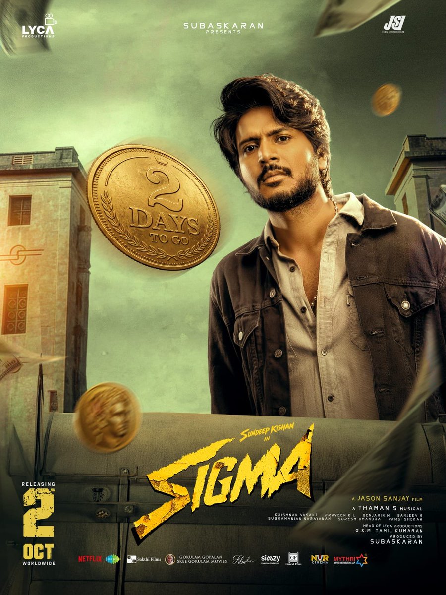 Cinesnacks's tweet photo. The grit. The action. And a whole lot of rage. ⚡ #Sigma is hitting the screens in just 2 days. 🔥

#SigmaInCinemasOct2

@official_jsj @LycaProductions #Subaskaran @gkmtamilkumaran @sundeepkishan @MusicThaman @fariaabdullah2 @CatherineTresa1 #RajuSundaram #SampathRaj https://t.co/2RH786eYCq