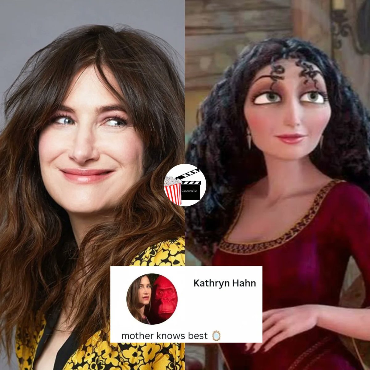 morenjhu's tweet photo. Kathryn Hahn has been confirmed as Mother Gothel in Disney’s live-action Rapunzel, joining Milo Manheim as Flynn Rider and Teagan Croft as Rapunzel. What do you think? https://t.co/43hwTYpaiW