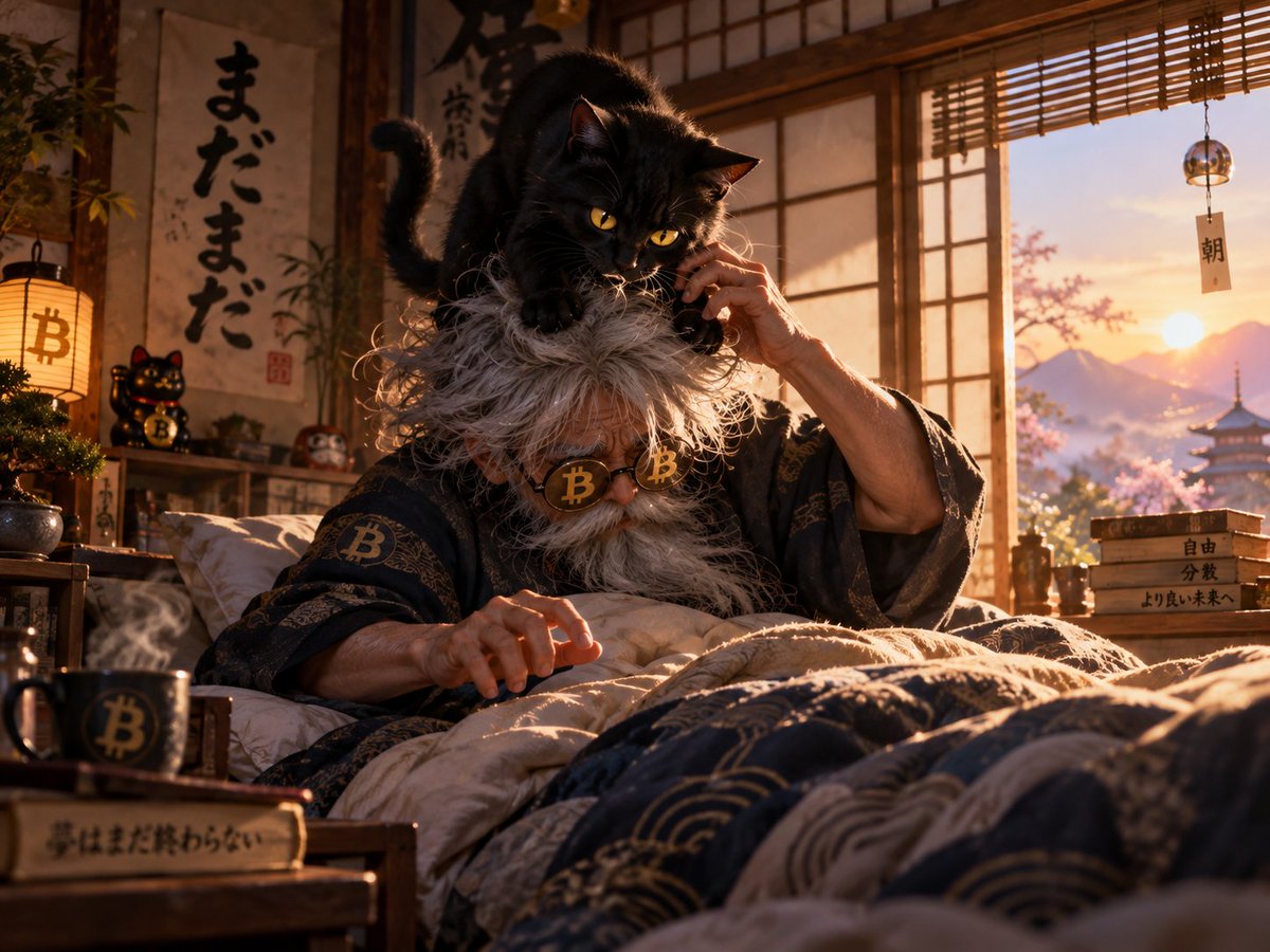Natoshiskmto's tweet photo. GM ☀️

Natoshi is awake… barely.
The cat clearly had other plans. 🐈‍⬛₿

Another day of building, scanning, experimenting and digging deeper.

$NATOSHI never sleeps for long.

#NATOSHI #Solana #Crypto #Memecoin #Web3 @embercurve https://t.co/KwVNWKlvyI