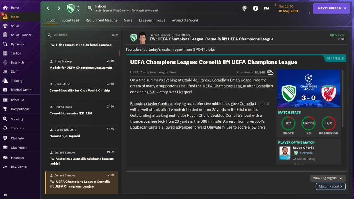 theculedude's tweet photo. Won the 2031 Champions League with Lionel Messi's 5th division club UE Cornella 🔥😍 https://t.co/p4hcNJpQk3