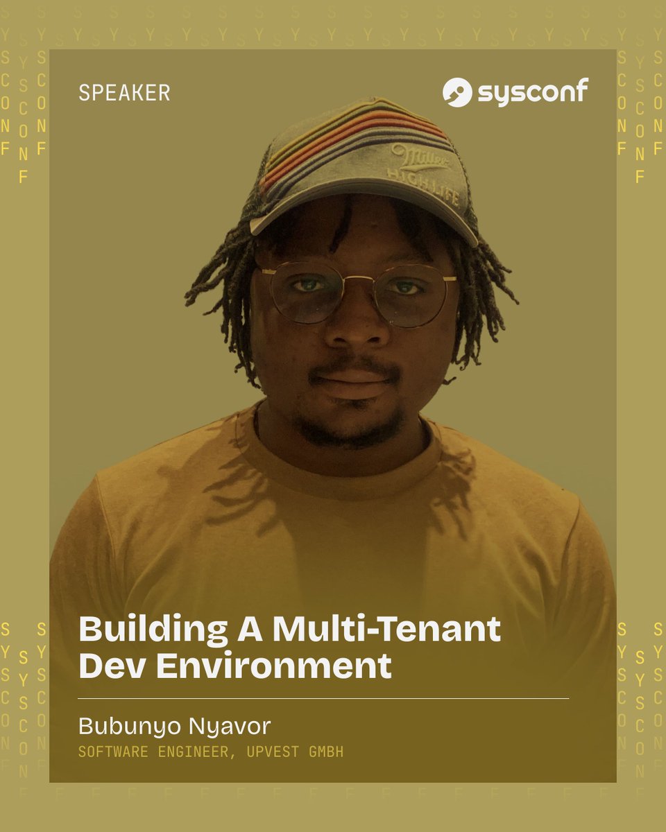 sysconf_'s tweet photo. We’re excited to announce Bubunyo Nyavor (@KiddBubu) as a speaker at SysConf 2026!

His talk is titled “Building a Multi-Tenant Dev Environment.”

Upvest, where Bubunyo works, runs 150+ services, and many tests need to interact with a big portion of them. At one time, all these tests, from multiple engineers and teams, used one shared environment. As you might expect, it produced an unstable environment and results that weren’t trusted. But tests are important, and engineers need to be able to trust them.

To solve this, Bubunyo designed "worlds": disposable copies of the entire platform that share infrastructure but keep their data fully isolated. This talk walks through the technical challenges Bubunyo faced while building this, from designing isolation in Postgres and faking Secret Manager to building a proxy for Kafka.

#SysConf #SysConf26