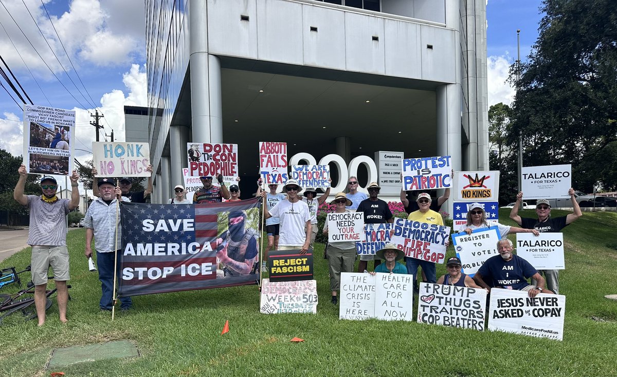 ciaobird's tweet photo. ✅ Week 503 of the John Cornyn Houston Office Protest✌️🇺🇸 💙💪
September 29, 2026
#TuesdaysAtCornyns
#SilenceIsNotAnOption
#Democracy
#WhyIMarch
#GoodTrouble
#Houston
Join us next time!
Tuesdays,11:30-1, at coward/complicit Senator John Cornyn’s Houston office, 5300 Memorial Dr https://t.co/yauell7Q57