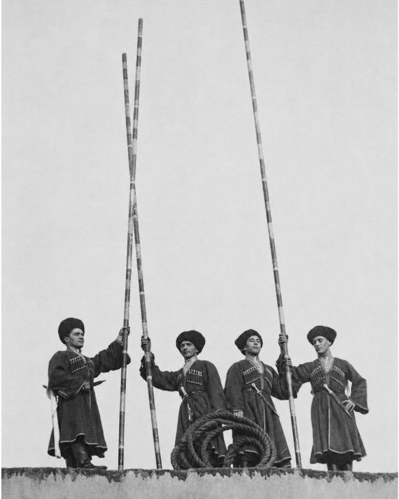 caucasusvisuals's tweet photo. Lak tightrope walkers from the village of Tsovkra in Dagestan, 1937. https://t.co/vAC4SxUiJF