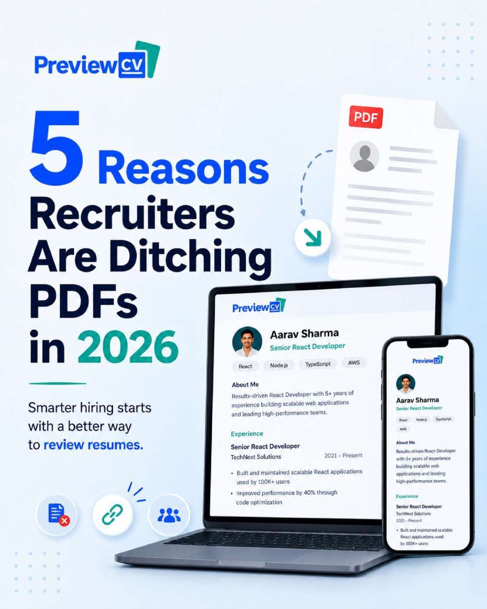 letsmakecvnow's tweet photo. Recruiters are quietly switching from PDFs to live resume links.

Here's why, and what it means for how you get hired 🧵

🔗 https://t.co/9PyzQg2dqV

#Recruitment #HiringTech #PreviewCV https://t.co/UD2Jb6VCBa