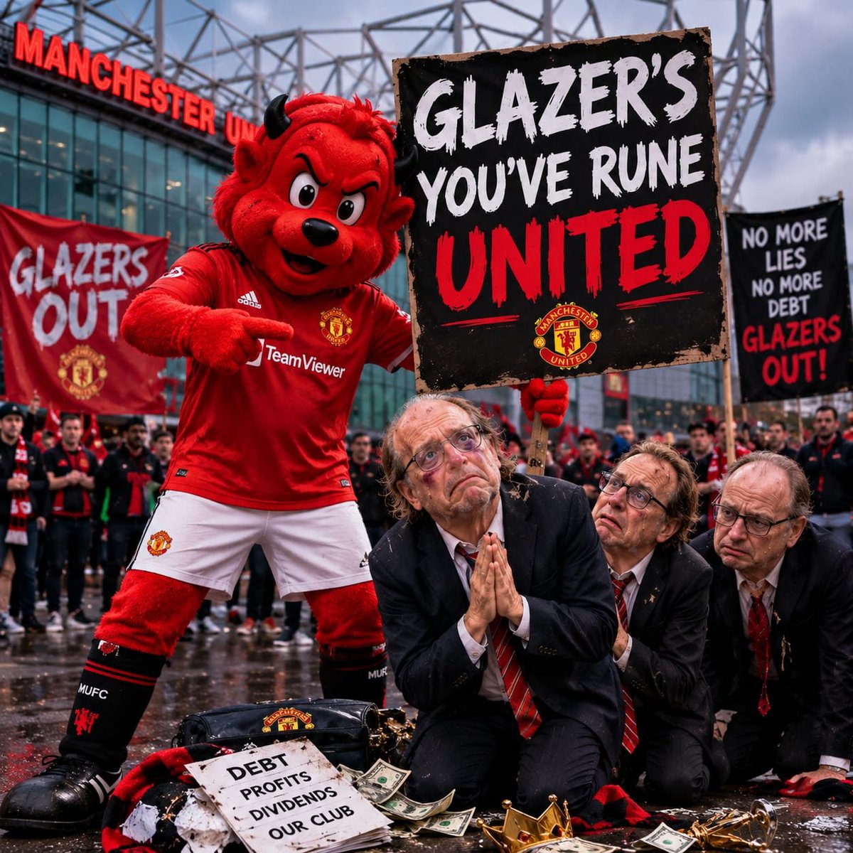 brooklyn74078's tweet photo. The Glazers didn’t build Manchester United — they drained it. Years of debt, neglect, and broken trust. Enough is enough. Glazers Out. Our club deserves better. #GlazersFullSaleOnly #GlazersSellManUtd #Glazersout #boycottutd #Mufc https://t.co/3kMotPUjNa