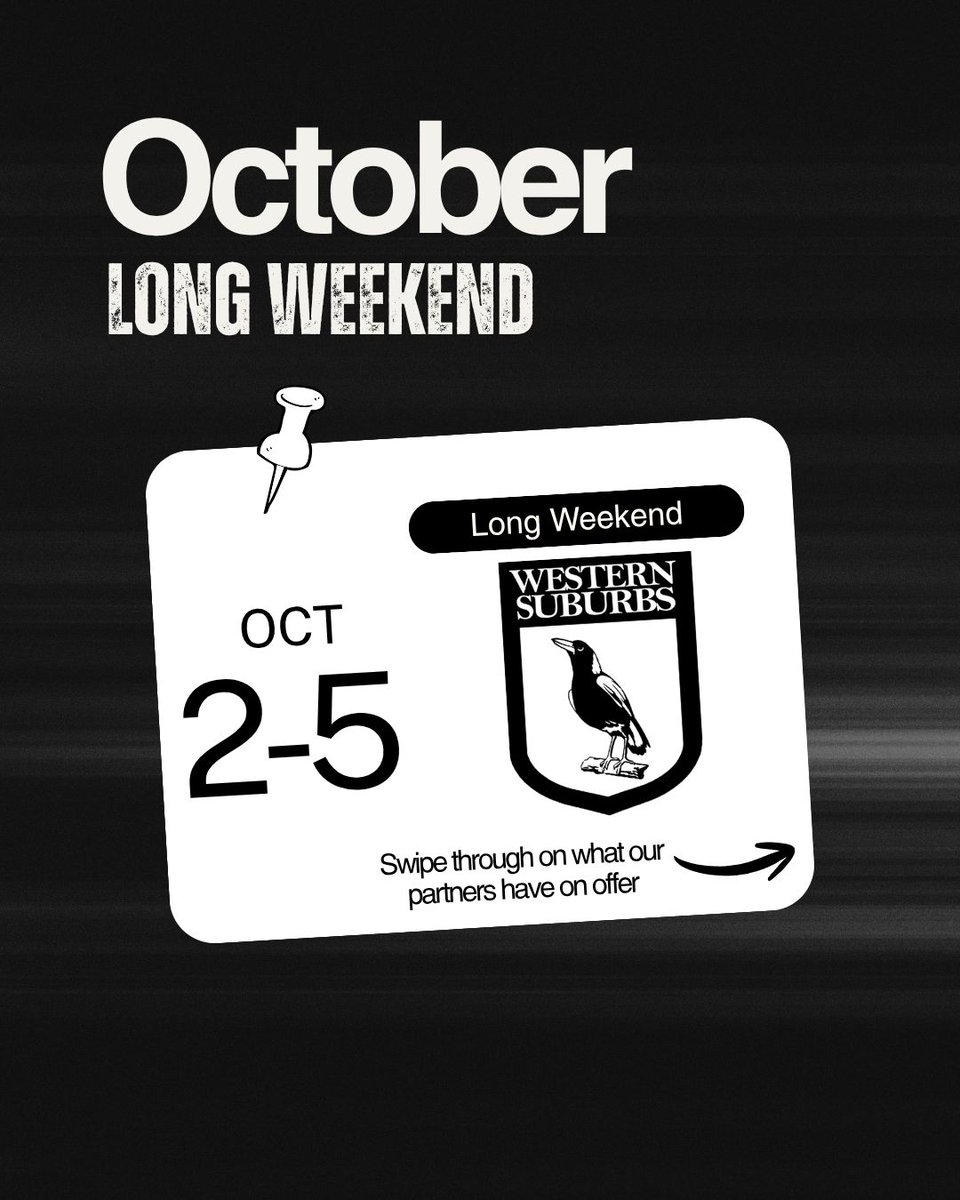 westsmagpies's tweet photo. Your October Long Weekend Locked In 🔐 https://t.co/ULeXPUX2aB