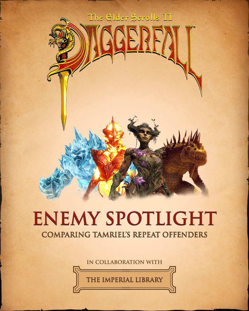 ElderScrolls's tweet photo. Across all of Tamriel and throughout the eras, how many of these familiar foes have you faced? ⚔️

Thank you to The Imperial Library for combing through the archives for this lore, you can read more #ElderScrolls lore here: https://t.co/lH49mn3leS https://t.co/9YuRjVejC7