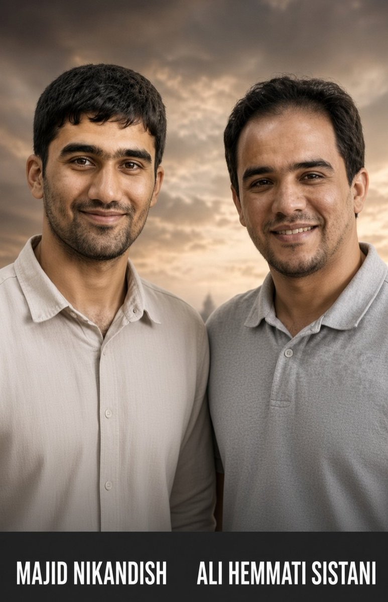 Majidx___'s tweet photo. Waking up to the darkest news again. The Islamic Regime just hanged Ali Hemmati Sistani and Majid Nikandish. 

Their crime? Protesting in Jan 2026. How much more heartbreak can our people endure? Their names will not be forgotten. 🕯️💔
​#AliHemmatiSistani #MajidNikandish #IranMassacre‌