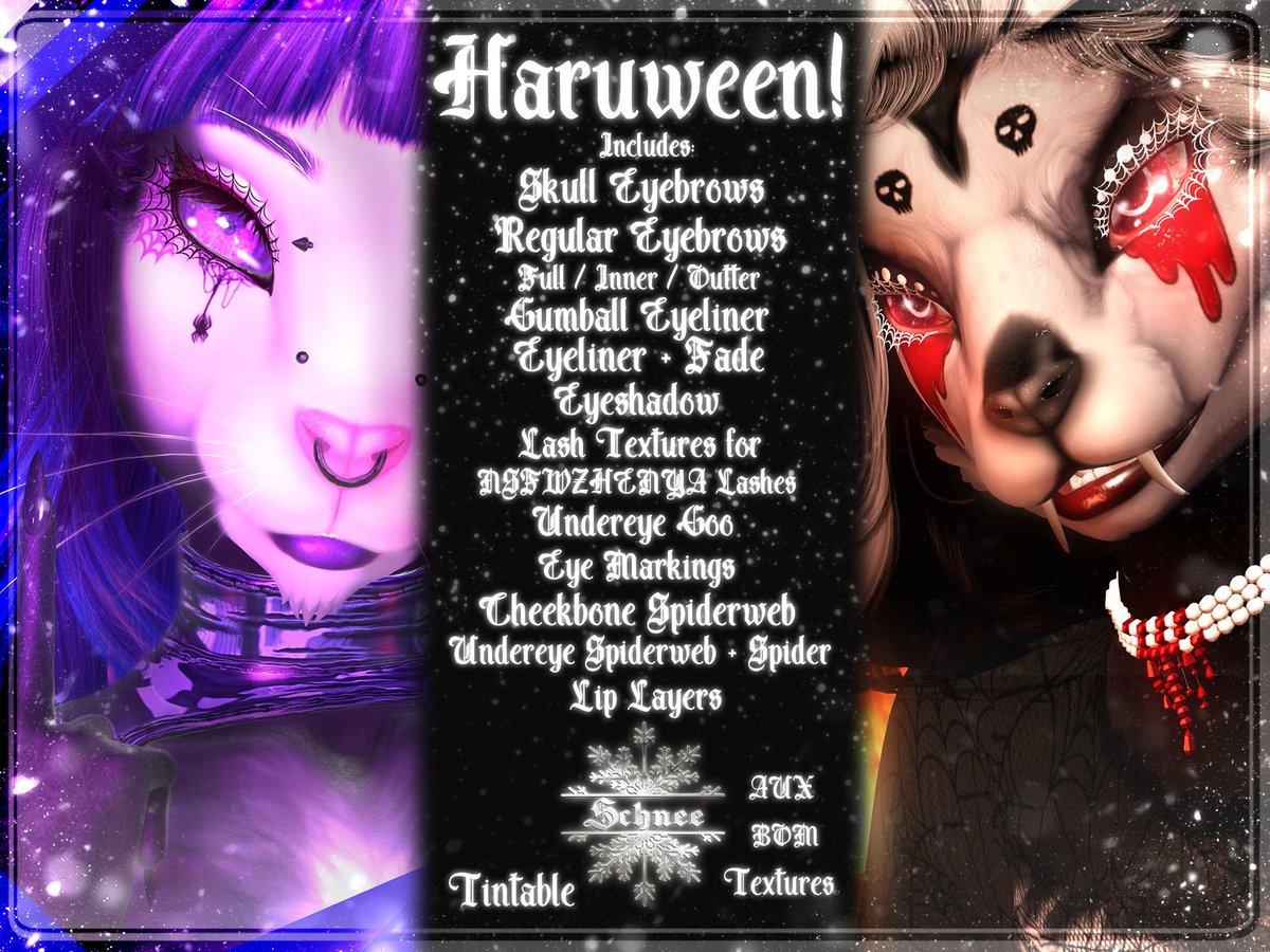 Schnee666's tweet photo. Halloween is around the corner 🫣
If you're looking for some fun make-up to play around with for your spooky look (or just everyday look) for your Haru Hare head, I gotchu 👌
https://t.co/hu5ZyJ66aK https://t.co/D3FDzOEZT9