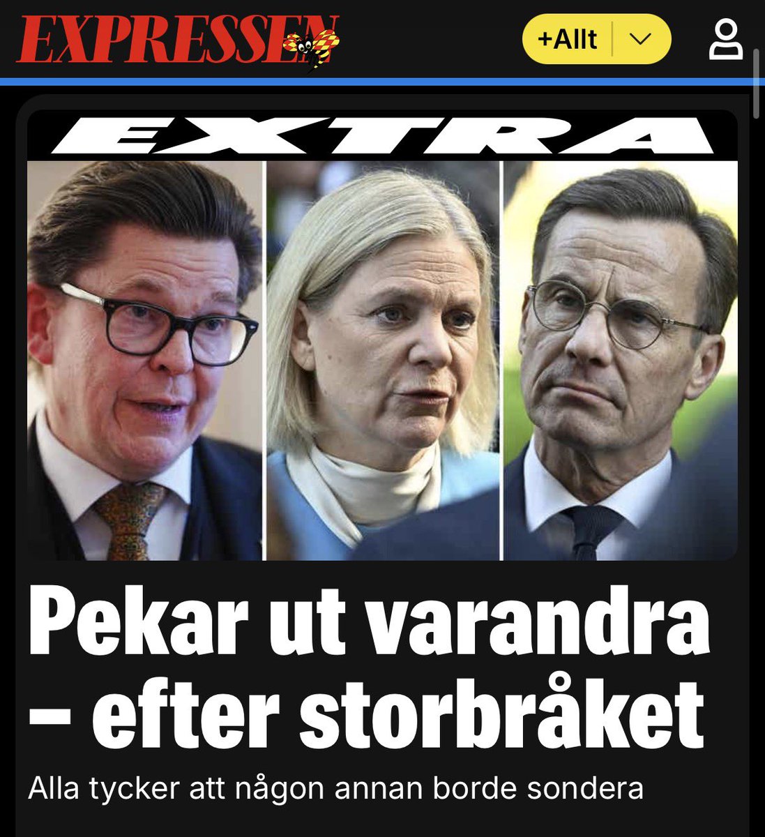 RebeccaWUvell's tweet photo. Man kan inte först vinna valet och sen vägra försöka bilda regering. Det är Anderssons ansvar. Punkt. Hoppa ur sandlådan. Så oerhört barnsligt hanterat av en människa som vill leda ett helt land. https://t.co/MgtO1pjO48