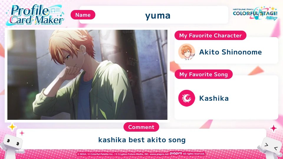 Ashley05396248's tweet photo. #sekaianniversary #akito #KASHIKASWEEP
Akito Oshi's best song is Kashika Commission. https://t.co/YbqQV7HV4o