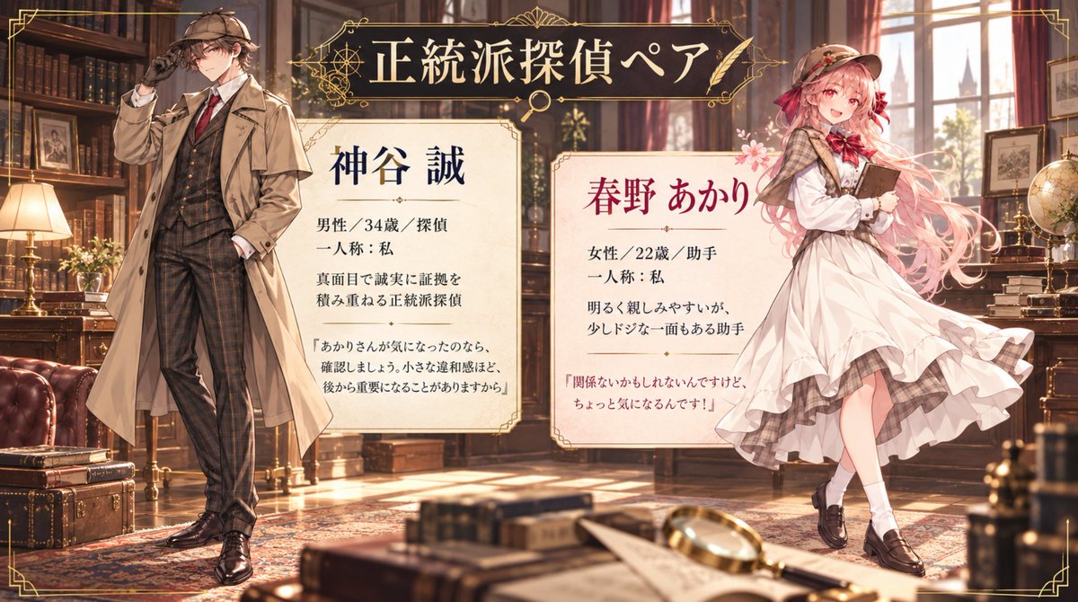 kleina_madamisu's tweet photo. 【ウズ-第一回テスプ募集-】

"6PL推理勝負ペアマダミス"
『二人の推理は終わらない』

日程：10/8(木)20:00~
時間：220分想定+フィードバック
人数：@4名(確定PL:Ariaさん、skyさん)

――これは"推理すること"を主役にしたマーダーミステリー

--
◇導入など読み合わせ多め
◇推理勝負のため勝ち負けが生まれます
--

参加いただける方はリプかDMまでお願いいたします！🙇‍♂️
※一般的なマダミスではないかつ、第一回目のため様々なことが試験的です。
