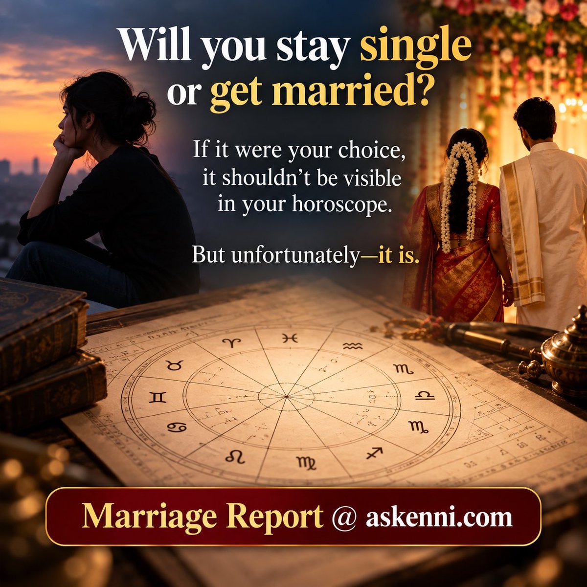 askenni's tweet photo. Will you stay single or get married?

If it were your choice, it shouldn’t be visible in your horoscope.

But unfortunately—it is.

Detailed Marriage Report @ https://t.co/VKasNdyYg2 https://t.co/6fk0RYI30L